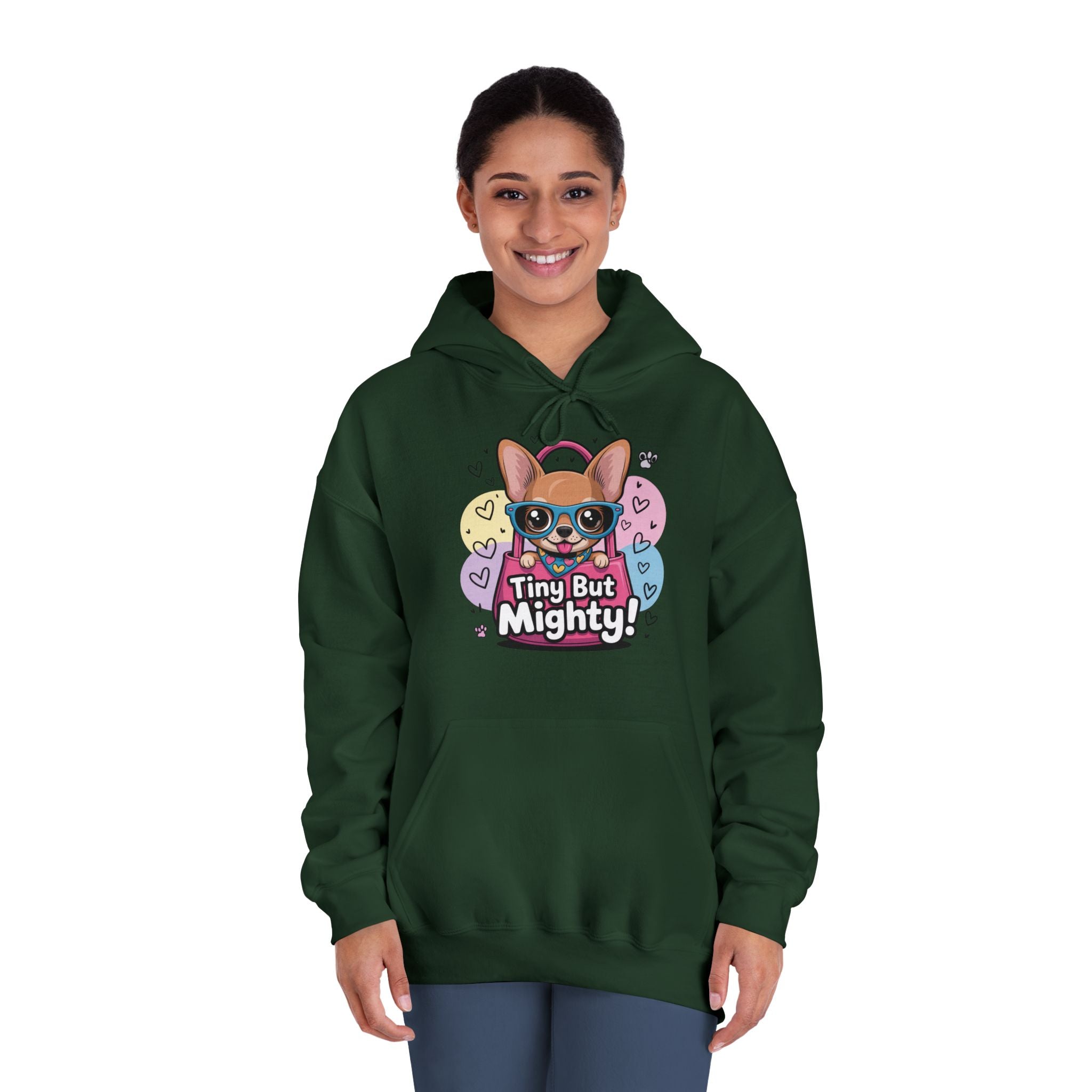 Tiny But Mighty Unisex DryBlend® Hooded Sweatshirt  Tiny But Mighty Hoodie - Unisex Sweatshirt, Fun Graphic Sweatshirt, Pet Lover Gift, Cute Casual Wear, Dog-Themed Apparel