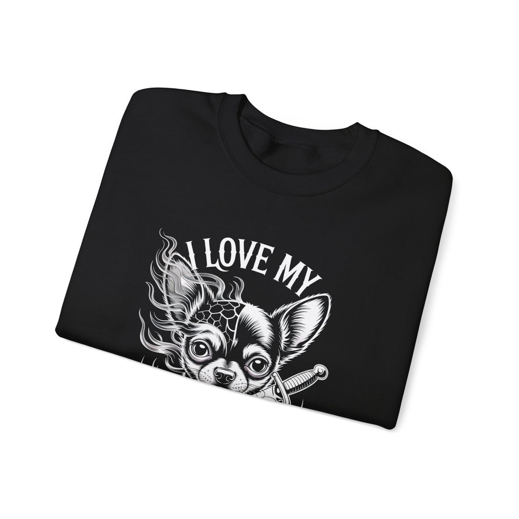 i love my chihuahua Unisex Heavy Blend™ Crewneck Sweatshirt I Love My Chihuahua Sweatshirt | Cozy Pet Lover Crewneck, Puppy Gift, Dog Owner Apparel, Cute Canine Sweatshirt, Animal Lover Wear