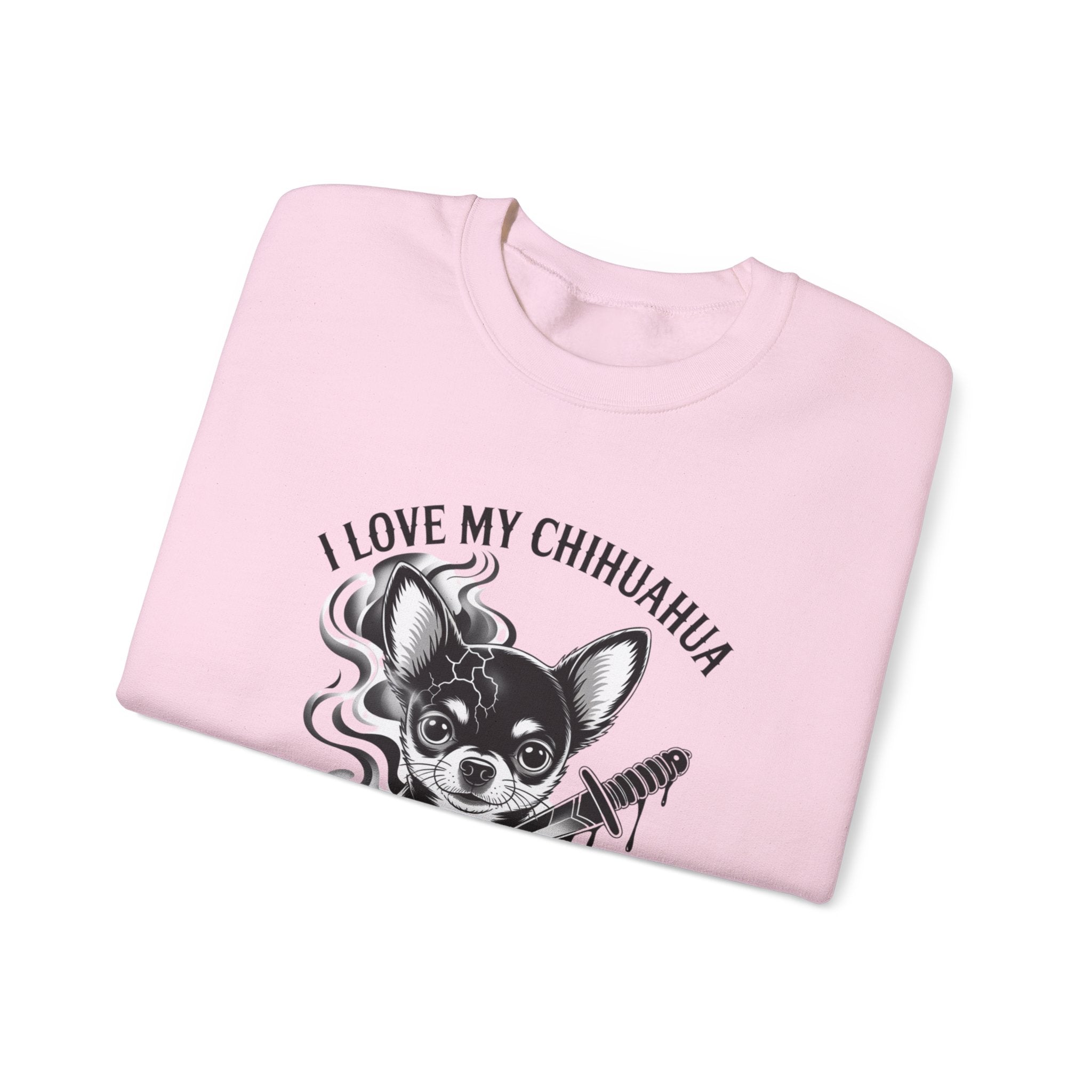I Love My Chihuahua Unisex Heavy Blend™ Crewneck Sweatshirt  ,Cute Chihuahua Love Sweatshirt, Cozy Dog Lover Crewneck, Perfect Gift for Pet Owners, Animal Lover Apparel, Comfortable Everyday Wear