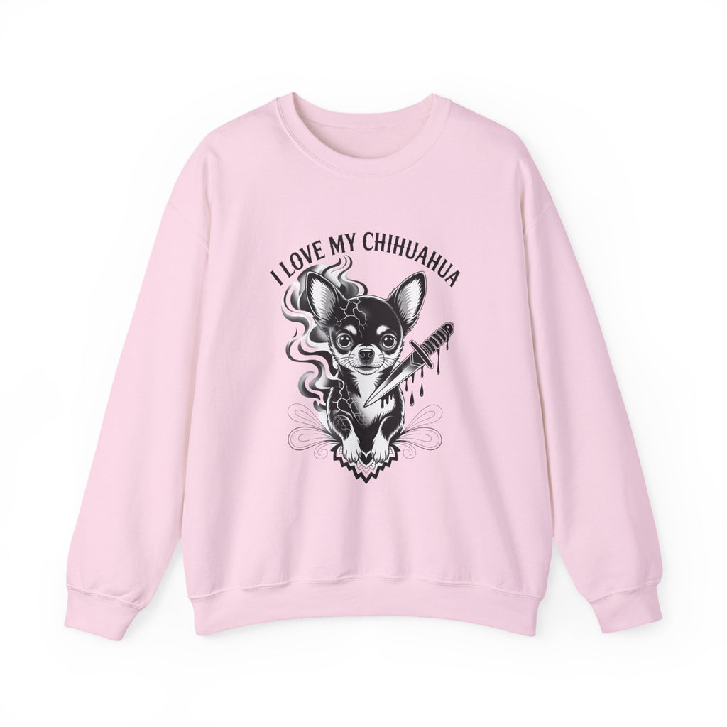 I Love My Chihuahua Unisex Heavy Blend™ Crewneck Sweatshirt  ,Cute Chihuahua Love Sweatshirt, Cozy Dog Lover Crewneck, Perfect Gift for Pet Owners, Animal Lover Apparel, Comfortable Everyday Wear