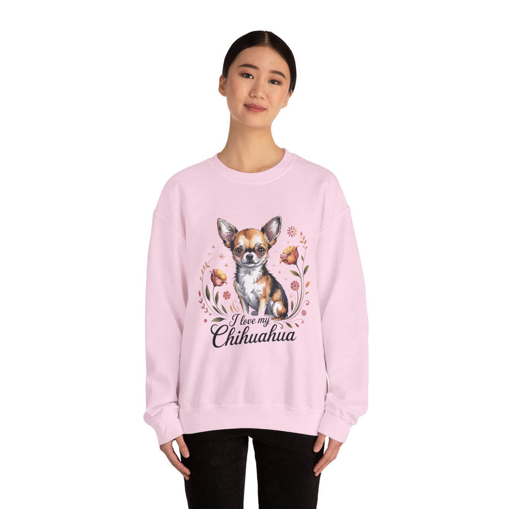 I Love My Chihuahua Crewneck Sweatshirt, Cute Dog Lover Gift, Cozy Pet Apparel, Puppy Owner Clothing, Fall Winter Fashion