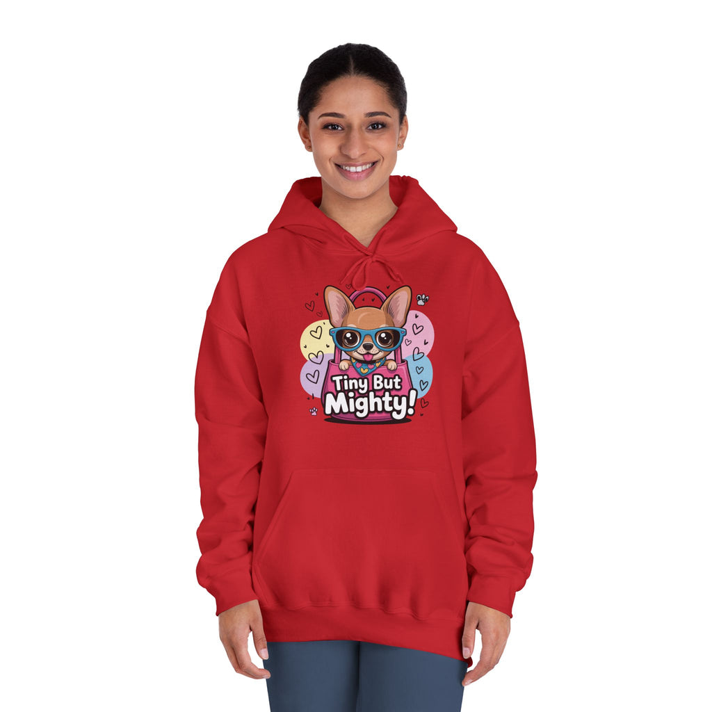 Tiny But Mighty Unisex DryBlend® Hooded Sweatshirt  Tiny But Mighty Hoodie - Unisex Sweatshirt, Fun Graphic Sweatshirt, Pet Lover Gift, Cute Casual Wear, Dog-Themed Apparel
