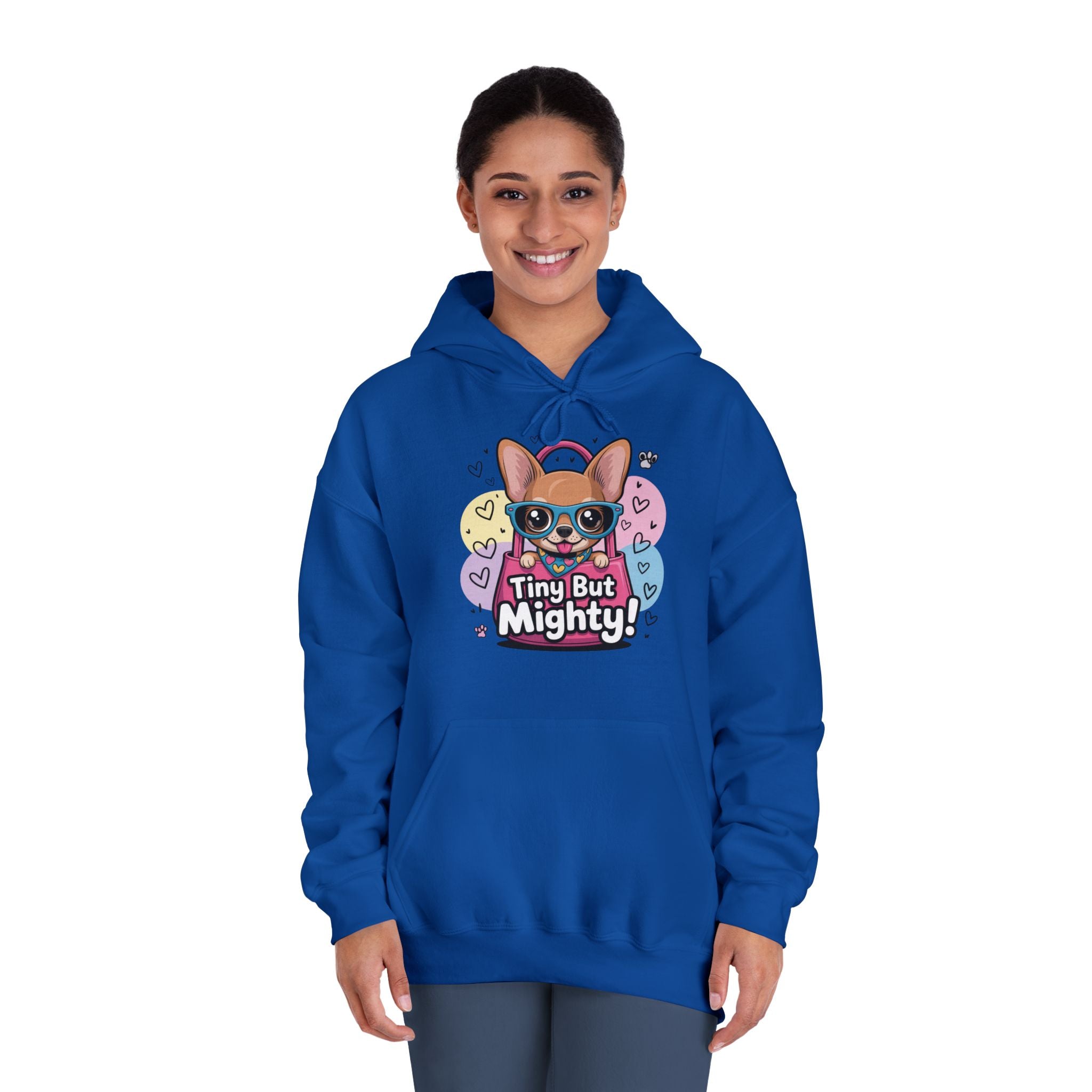 Tiny But Mighty Unisex DryBlend® Hooded Sweatshirt  Tiny But Mighty Hoodie - Unisex Sweatshirt, Fun Graphic Sweatshirt, Pet Lover Gift, Cute Casual Wear, Dog-Themed Apparel