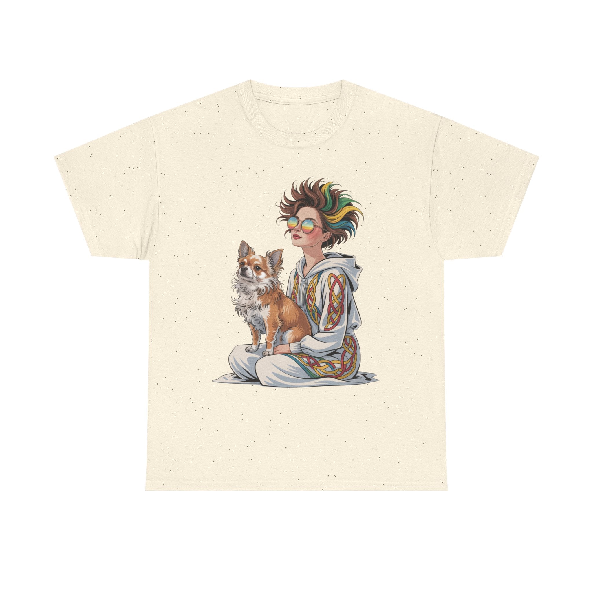 Nouveau-style digital illustration tee! This Unisex Heavy Cotton T-shirt  Whimsical Pet Lover Tee, Unisex Cotton Shirt, Cute Animal Apparel, Perfect Gift for Dog Owners, Cozy Everyday Wear