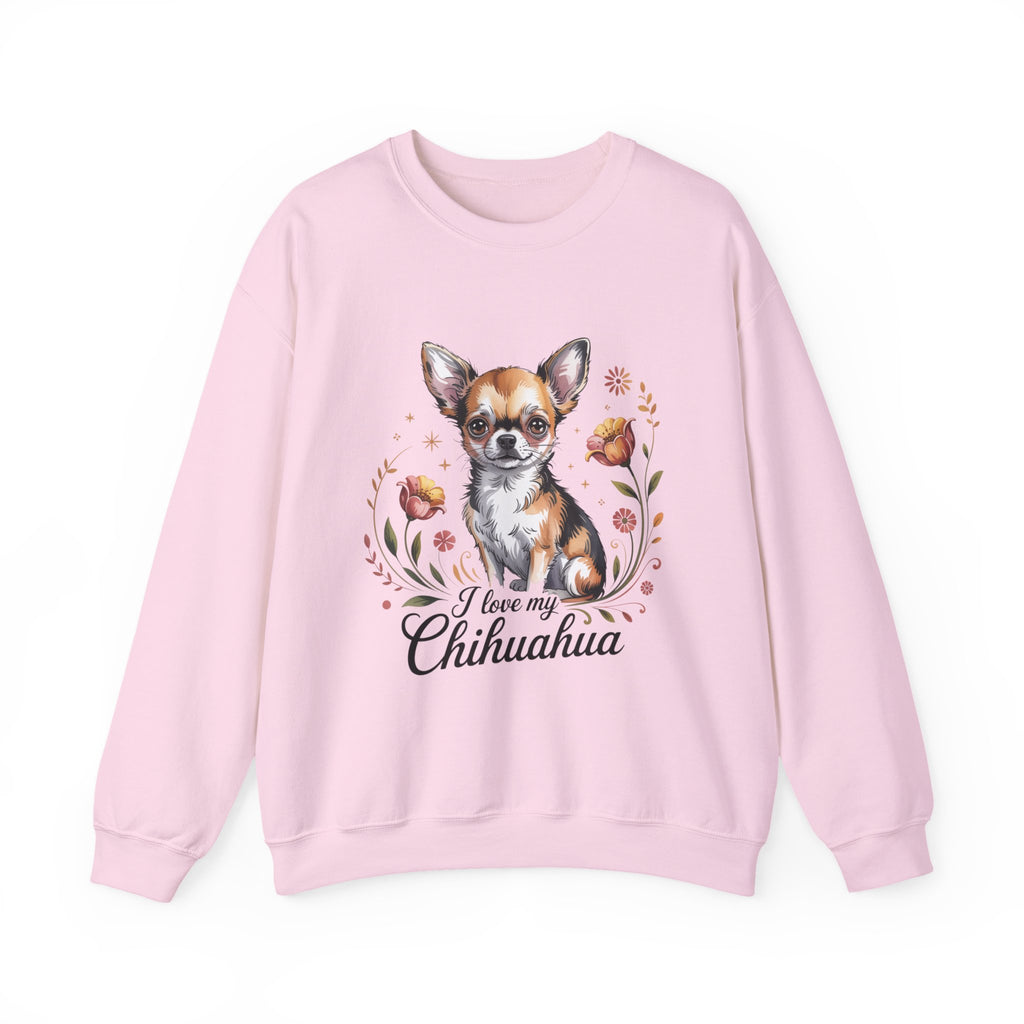 I Love My Chihuahua Crewneck Sweatshirt, Cute Dog Lover Gift, Cozy Pet Apparel, Puppy Owner Clothing, Fall Winter Fashion