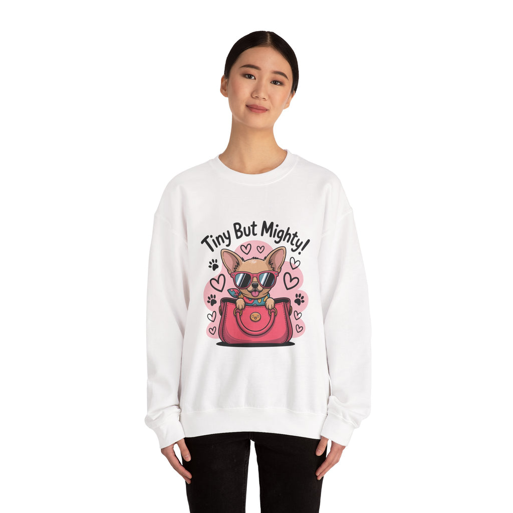 Tiny But Mighty Chihuahua Unisex Crewneck Sweatshirt – Cozy Power in Style
