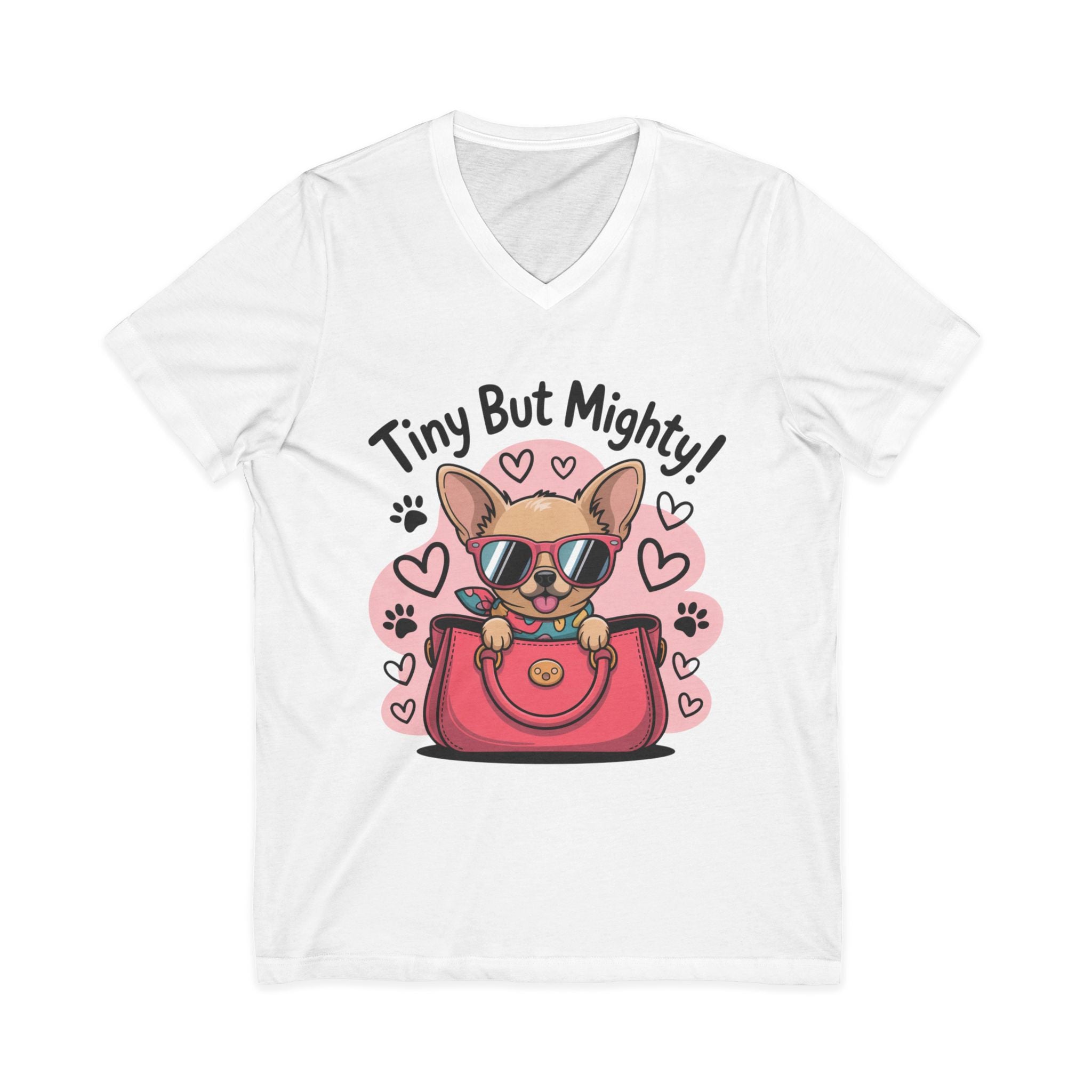 Tiny But Mighty Chihuahua Unisex Jersey Short Sleeve V-Neck Tee