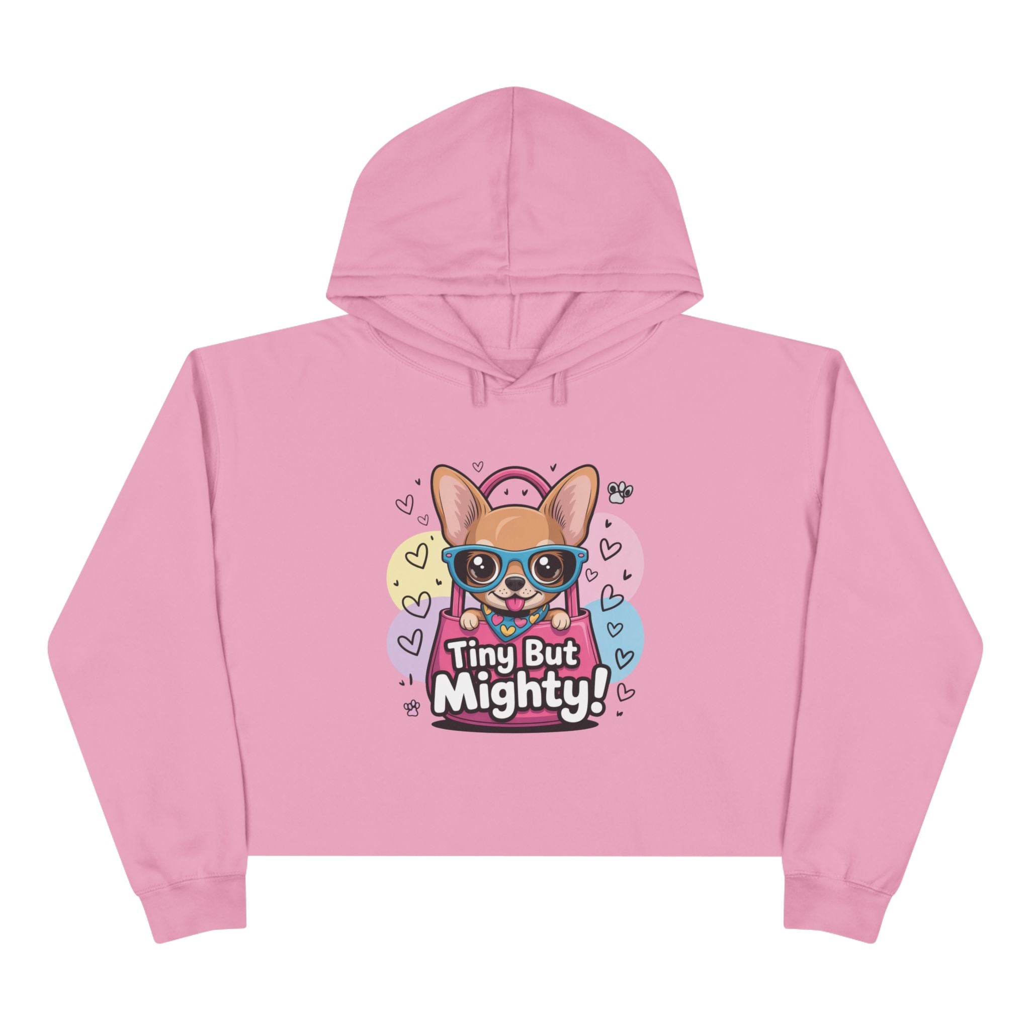 Tiny But Mighty Crop Hoodie - Cute Pet Lover Gift, Casual Wear, Inspirational Activewear, Graphic Hoodie, Dog Mom Gift