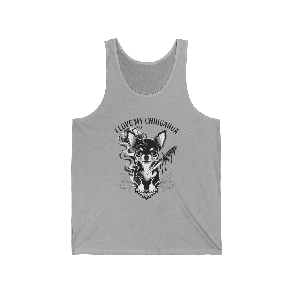 I Love My Chihuahua Unisex Jersey Tank Chihuahua Love Tank Top - I Love My Chihuahua Graphic Tee, Pet Lover Gift, Casual Summer Wear, Dog Mom Shirt, Animal Print Top