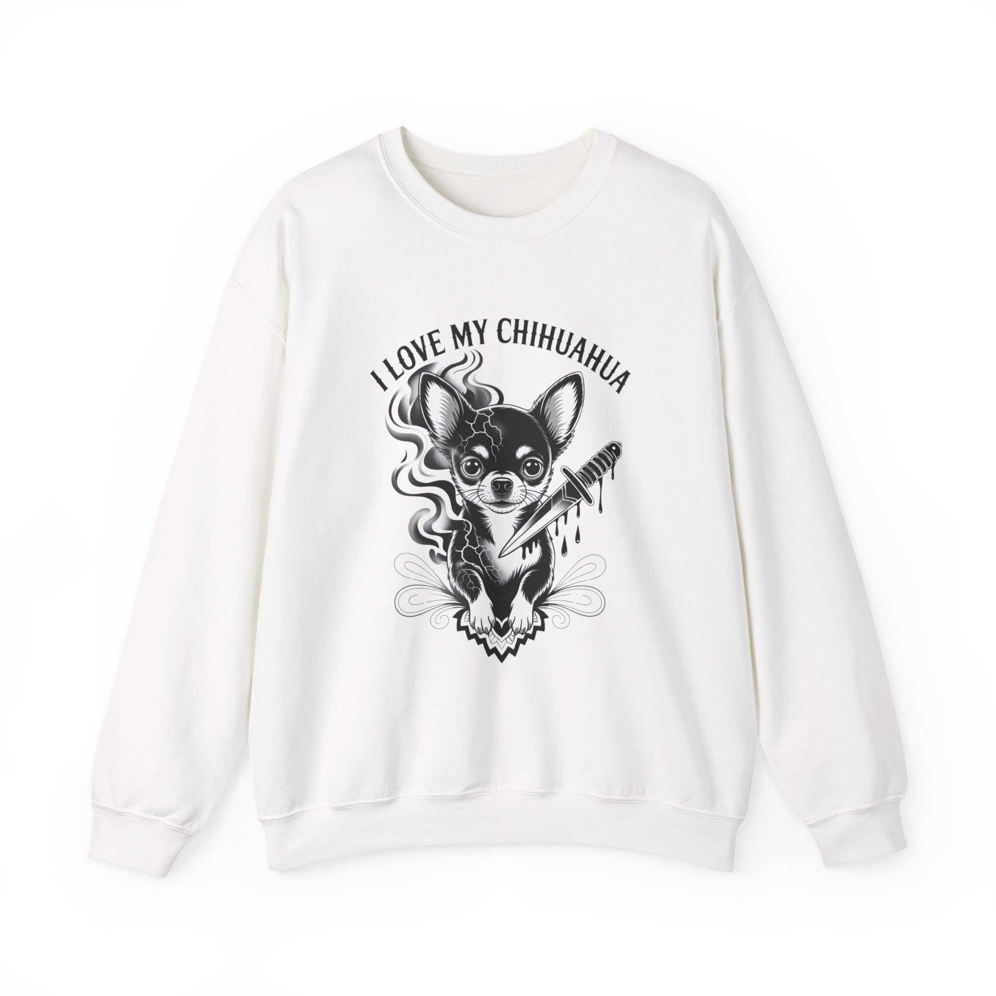 I Love My Chihuahua Unisex Heavy Blend™ Crewneck Sweatshirt  ,Cute Chihuahua Love Sweatshirt, Cozy Dog Lover Crewneck, Perfect Gift for Pet Owners, Animal Lover Apparel, Comfortable Everyday Wear