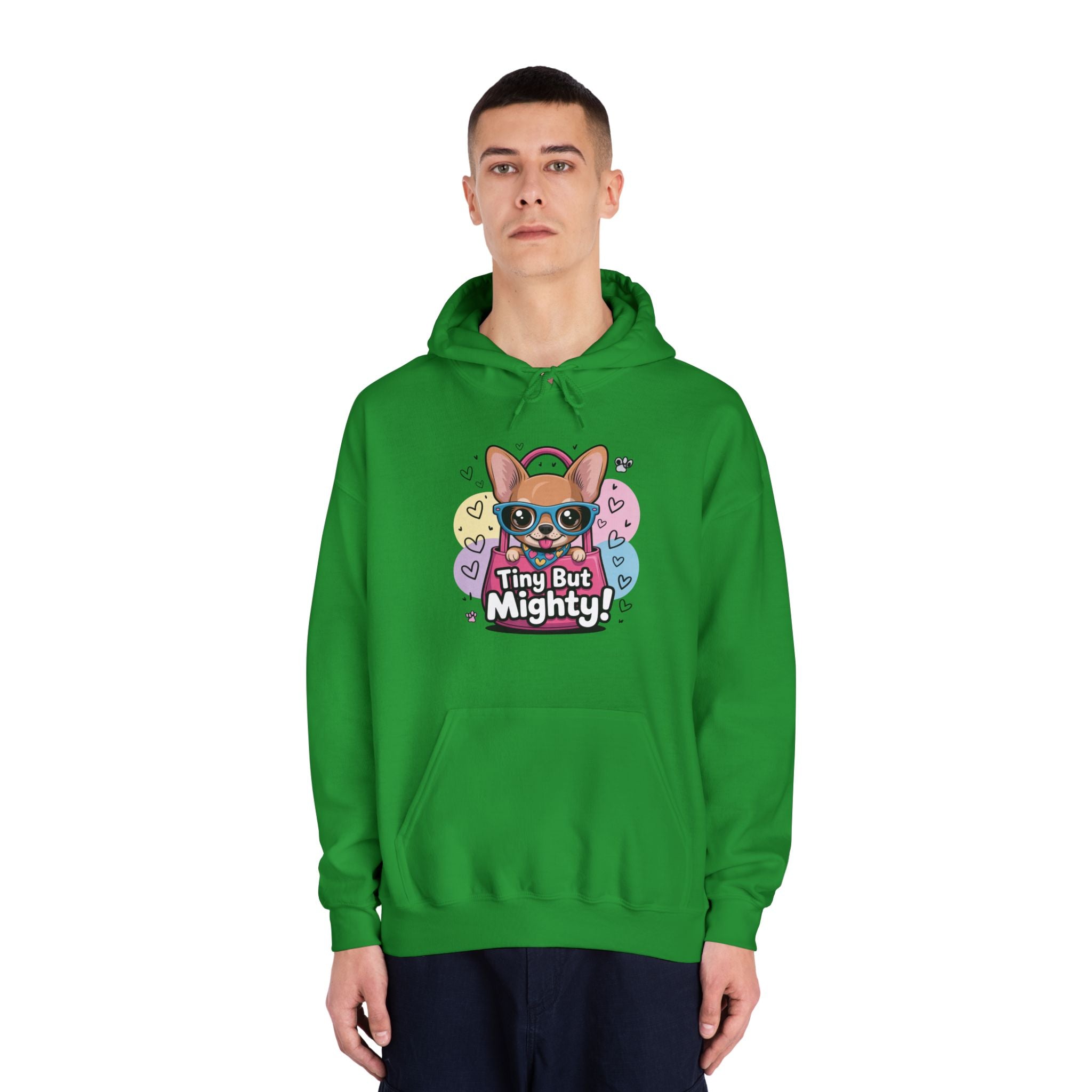 Tiny But Mighty Unisex DryBlend® Hooded Sweatshirt  Tiny But Mighty Hoodie - Unisex Sweatshirt, Fun Graphic Sweatshirt, Pet Lover Gift, Cute Casual Wear, Dog-Themed Apparel