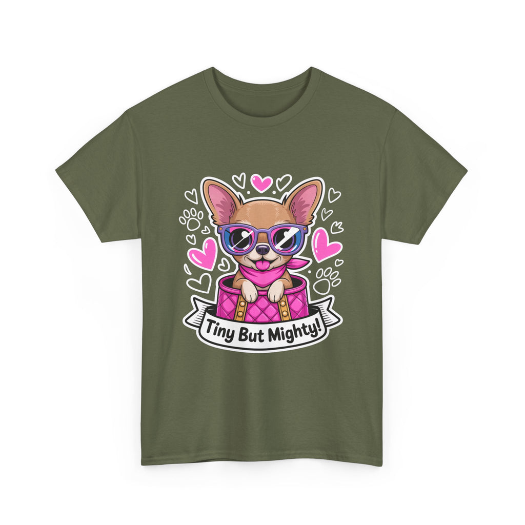 Tiny But Mighty Chihuahua Unisex Heavy Cotton Tee – Small Dog, Big Attitude!
