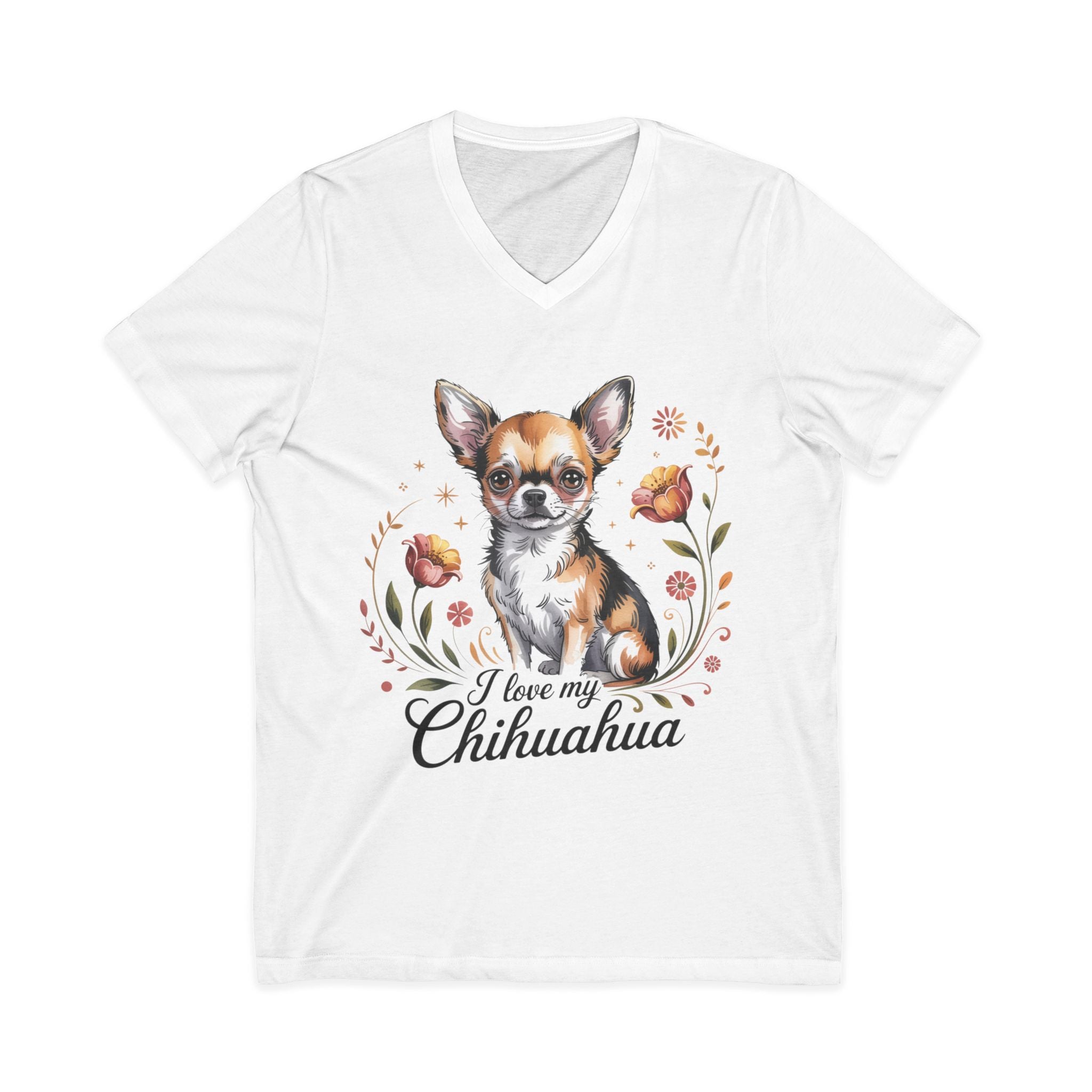 I Love My Chihuahua Unisex Jersey Short Sleeve V-Neck Tee