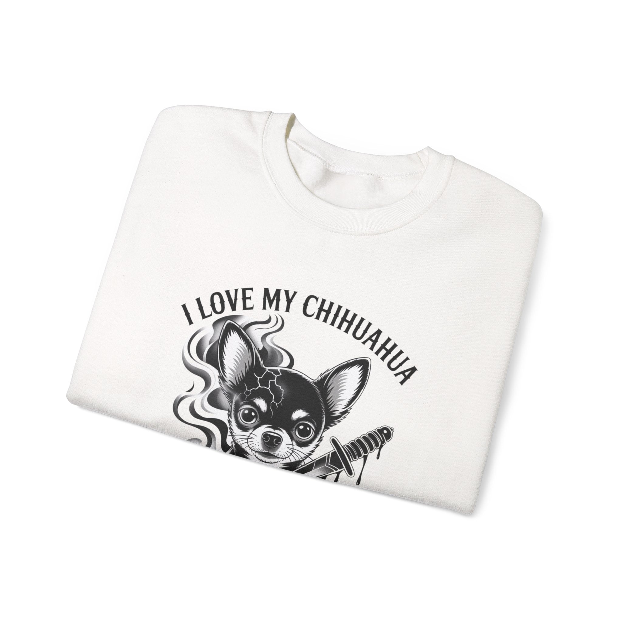 I Love My Chihuahua Unisex Heavy Blend™ Crewneck Sweatshirt  ,Cute Chihuahua Love Sweatshirt, Cozy Dog Lover Crewneck, Perfect Gift for Pet Owners, Animal Lover Apparel, Comfortable Everyday Wear
