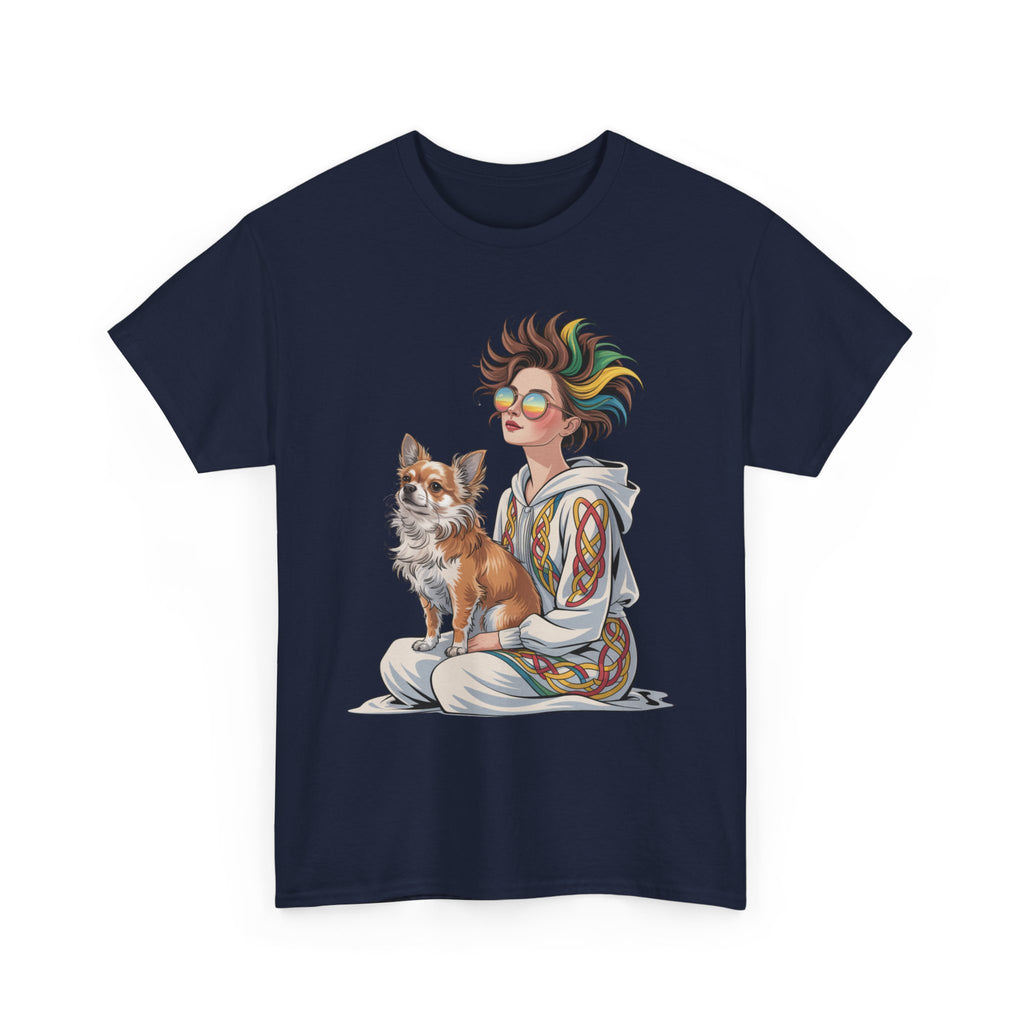 Nouveau-style digital illustration tee! This Unisex Heavy Cotton T-shirt  Whimsical Pet Lover Tee, Unisex Cotton Shirt, Cute Animal Apparel, Perfect Gift for Dog Owners, Cozy Everyday Wear