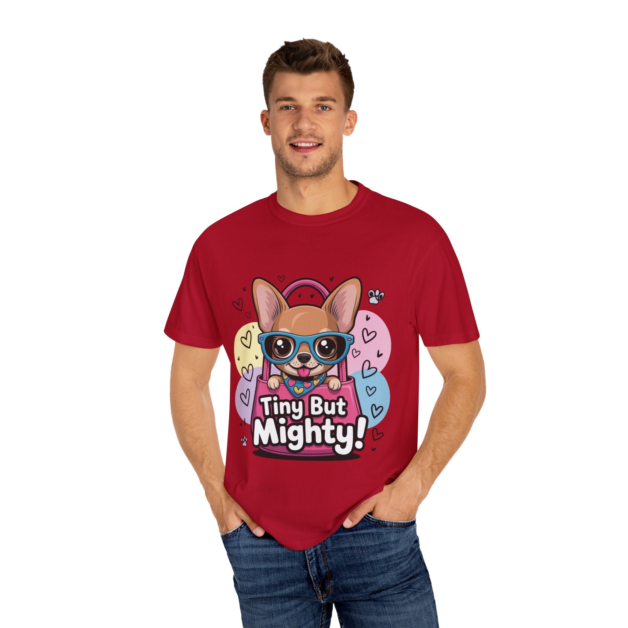 Tiny But Mighty Unisex Garment-Dyed T-shirt Tiny But Mighty! Unisex Garment-Dyed T-shirt, Cute Dog Tee, Pet Lover Gift, Casual Wear, Birthday Gift, Dog Mom Shirt