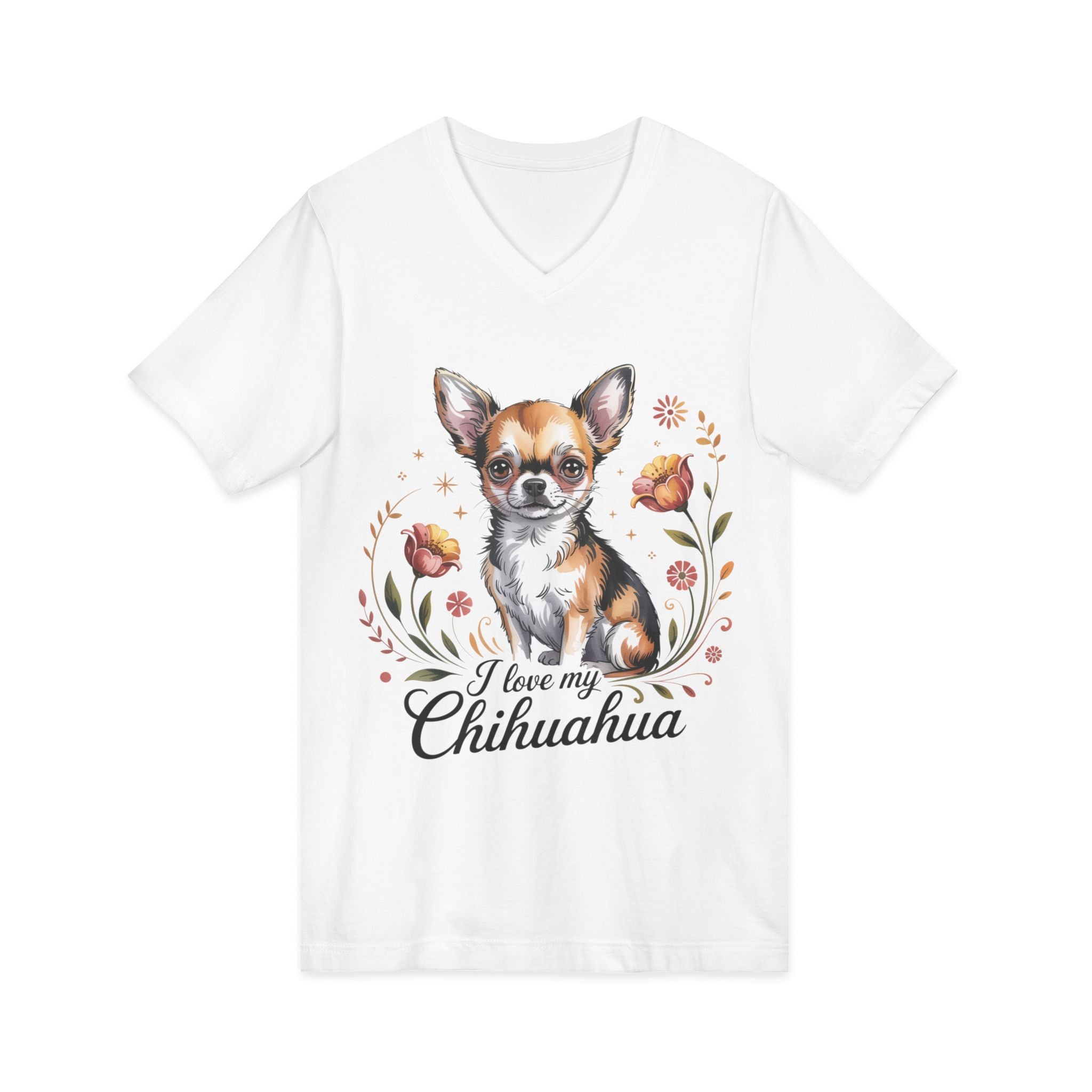 I Love My Chihuahua Unisex Jersey Short Sleeve V-Neck Tee