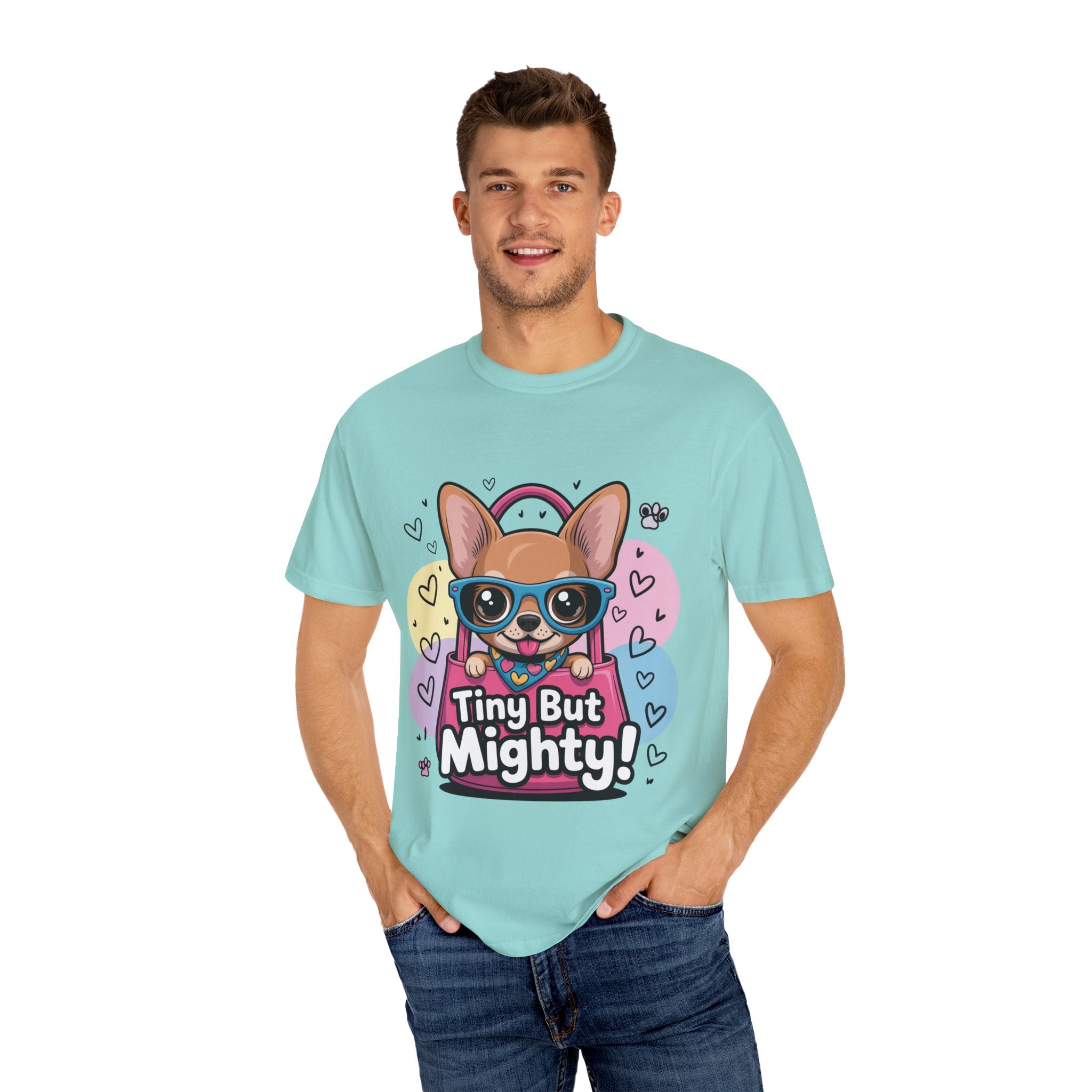 Tiny But Mighty Unisex Garment-Dyed T-shirt Tiny But Mighty! Unisex Garment-Dyed T-shirt, Cute Dog Tee, Pet Lover Gift, Casual Wear, Birthday Gift, Dog Mom Shirt