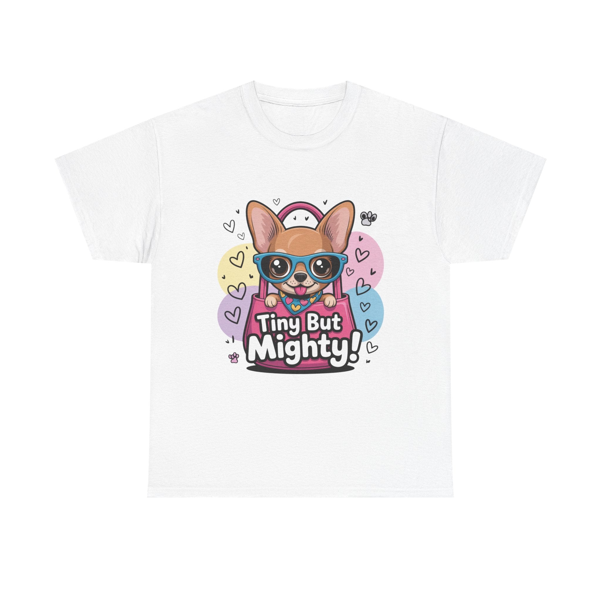 Tiny But Mighty Unisex Heavy Cotton Tee , Cute Pet Lover Gift, Funny Animal T-Shirt, Casual Wear, Dog Mom Shirt, Birthday Present, Teacher Gift