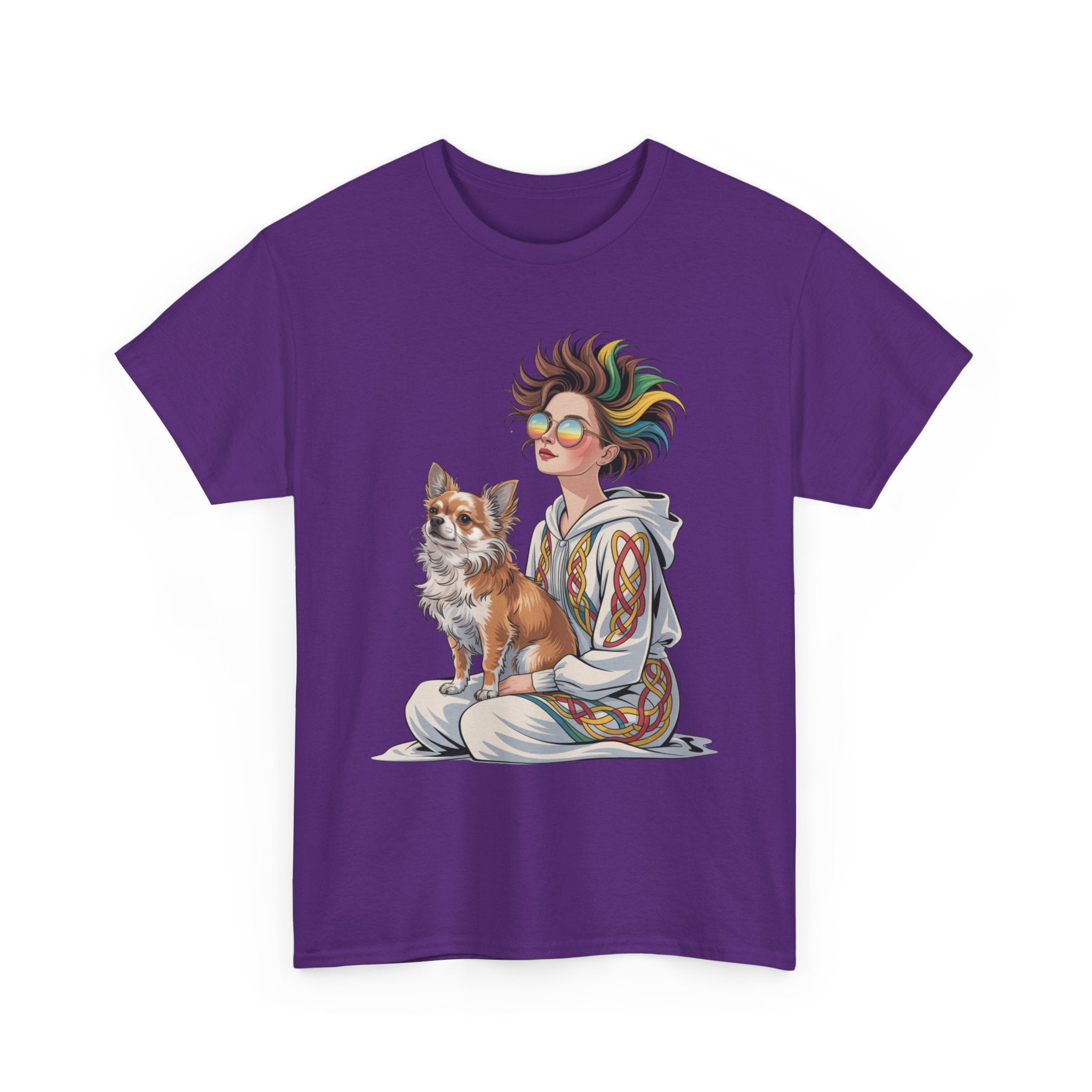 Nouveau-style digital illustration tee! This Unisex Heavy Cotton T-shirt  Whimsical Pet Lover Tee, Unisex Cotton Shirt, Cute Animal Apparel, Perfect Gift for Dog Owners, Cozy Everyday Wear