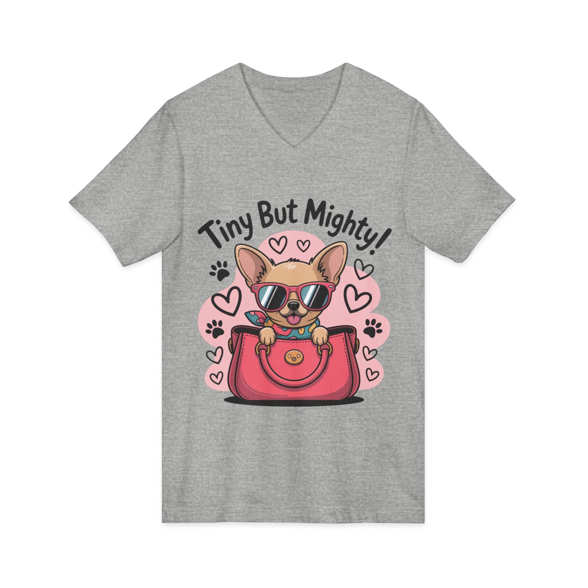 Tiny But Mighty Chihuahua Unisex Jersey Short Sleeve V-Neck Tee