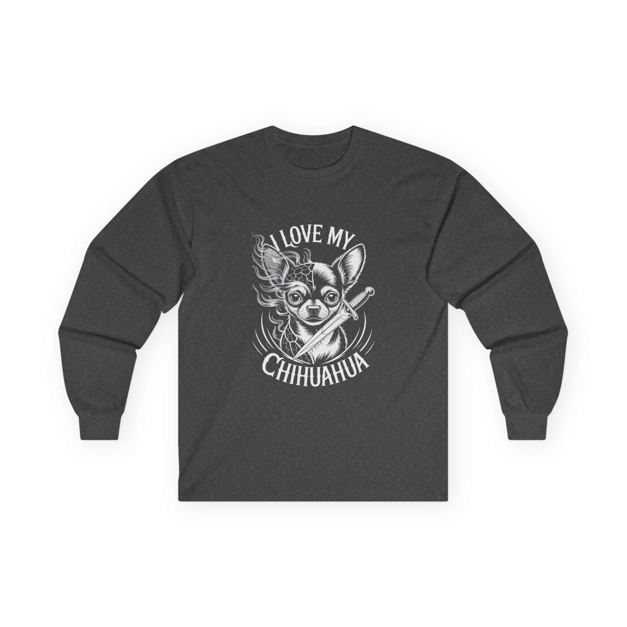 I Love My Chihuahua Unisex Ultra Cotton Long Sleeve Tee Cottagecore Cat Long Sleeve Tee -  Grunge Style, Vintage Vibe, Perfect for Cat Lovers, Gift for Her, Casual Wear, Unisex Tee