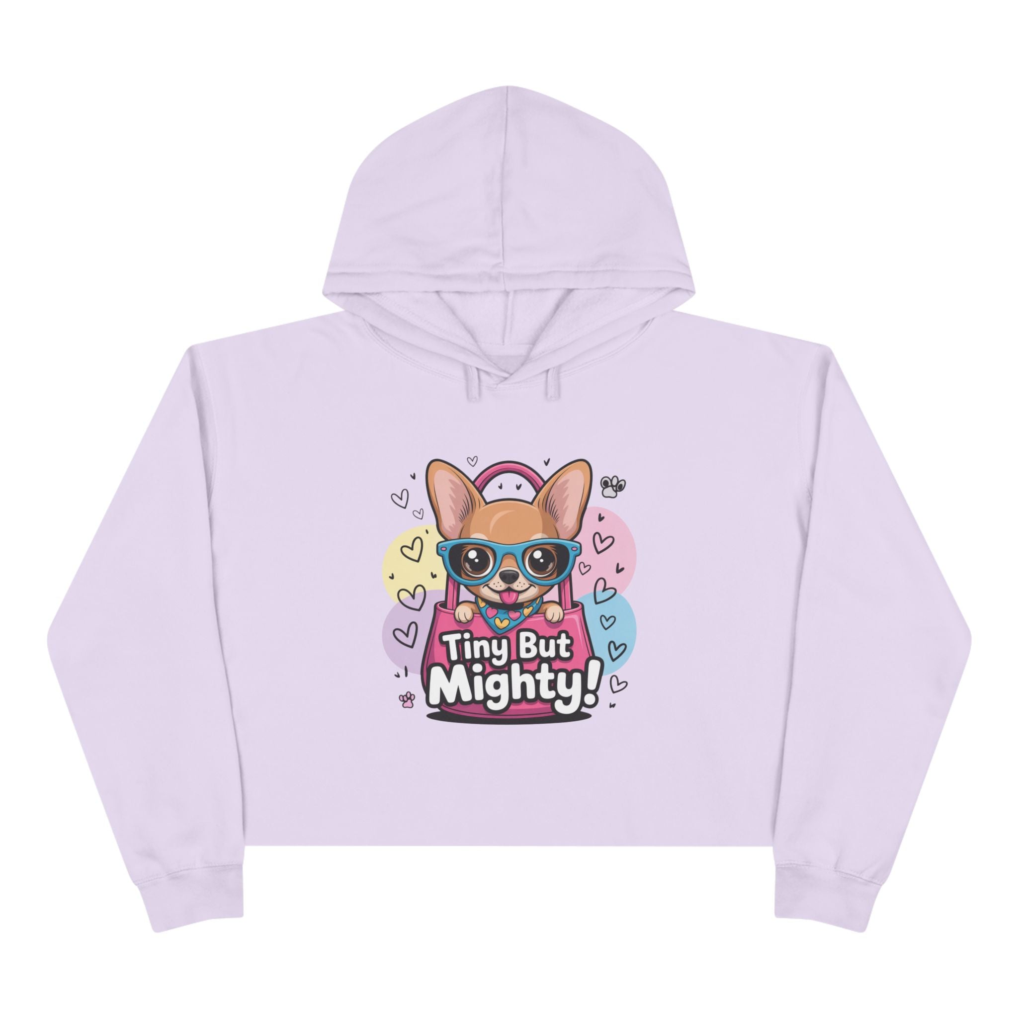 Tiny But Mighty Crop Hoodie - Cute Pet Lover Gift, Casual Wear, Inspirational Activewear, Graphic Hoodie, Dog Mom Gift