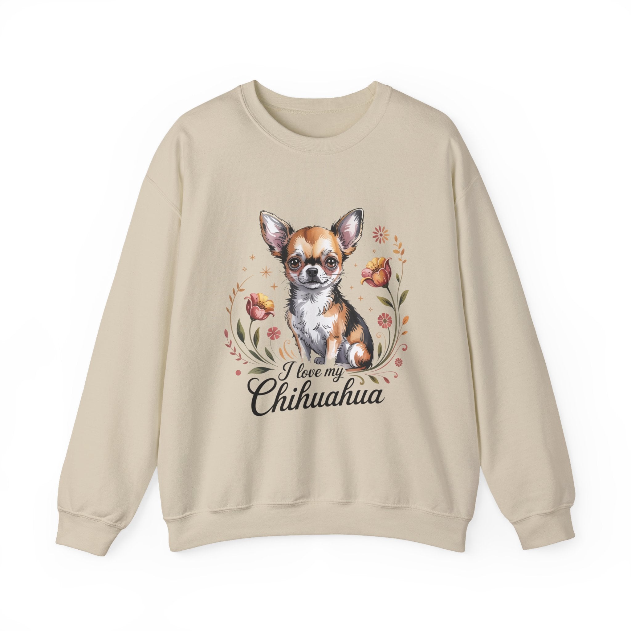I Love My Chihuahua Crewneck Sweatshirt, Cute Dog Lover Gift, Cozy Pet Apparel, Puppy Owner Clothing, Fall Winter Fashion