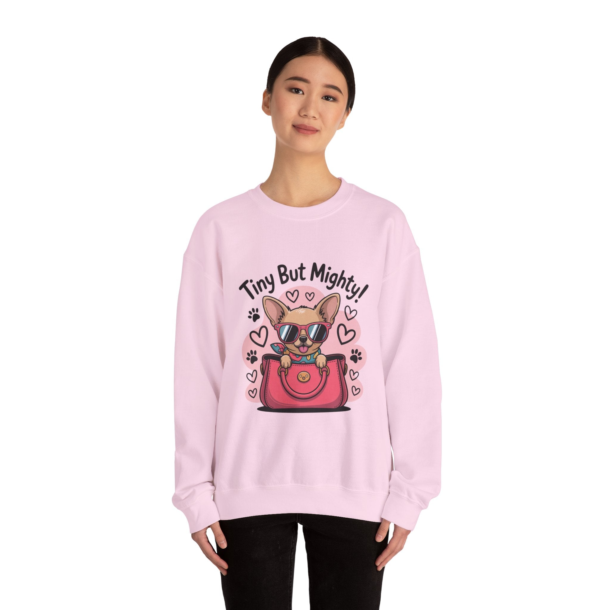 Tiny But Mighty Chihuahua Unisex Crewneck Sweatshirt – Cozy Power in Style