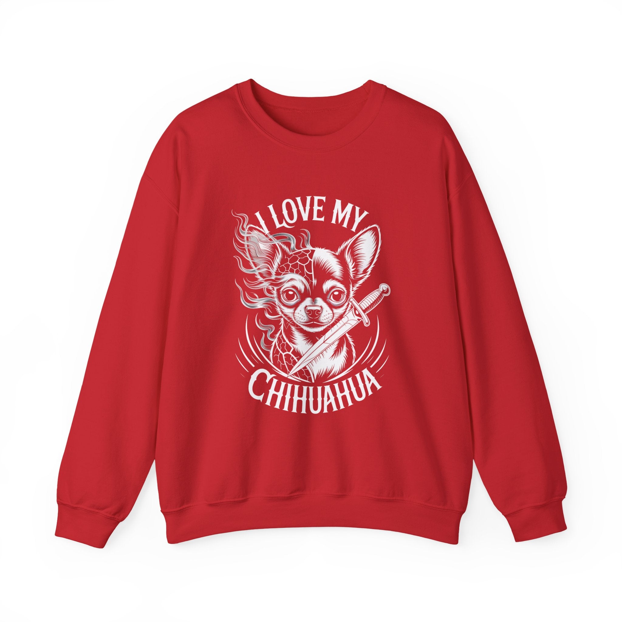 i love my chihuahua Unisex Heavy Blend™ Crewneck Sweatshirt I Love My Chihuahua Sweatshirt | Cozy Pet Lover Crewneck, Puppy Gift, Dog Owner Apparel, Cute Canine Sweatshirt, Animal Lover Wear