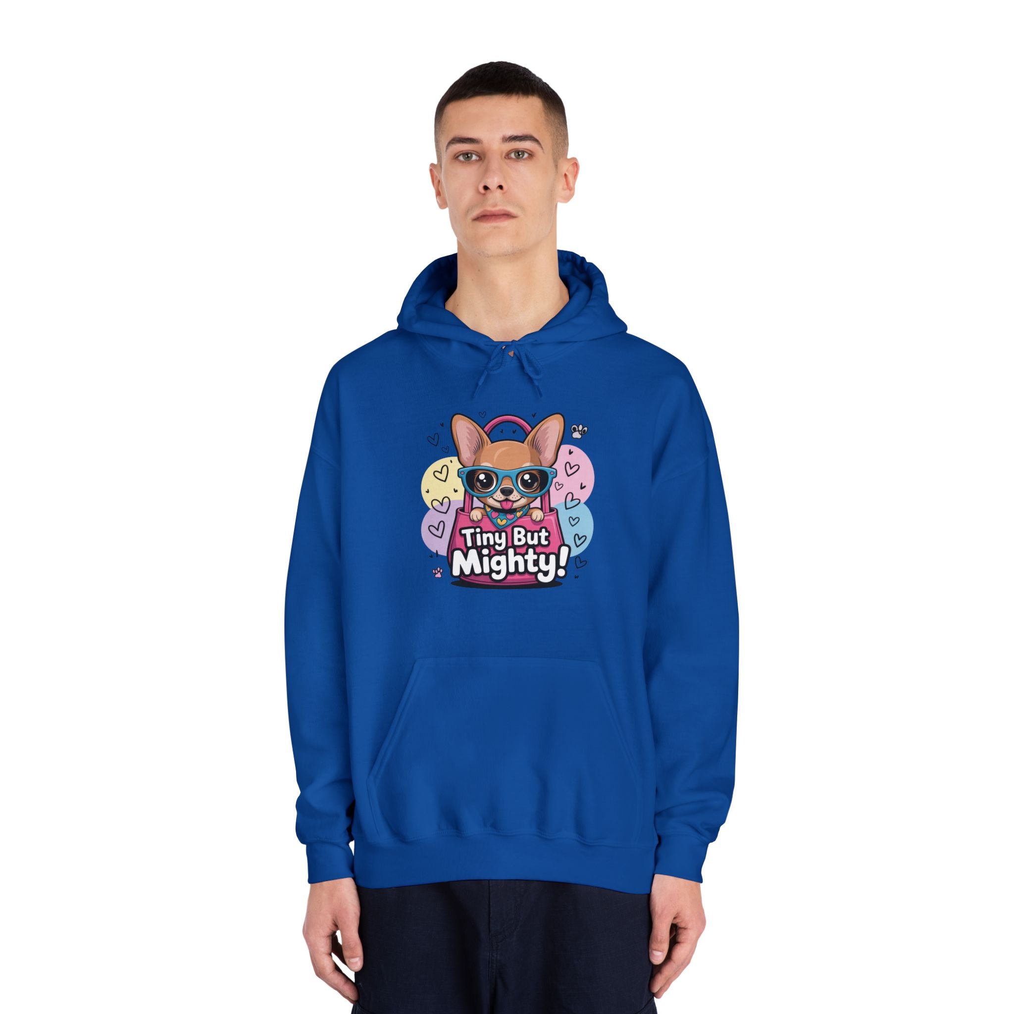 Tiny But Mighty Unisex DryBlend® Hooded Sweatshirt  Tiny But Mighty Hoodie - Unisex Sweatshirt, Fun Graphic Sweatshirt, Pet Lover Gift, Cute Casual Wear, Dog-Themed Apparel