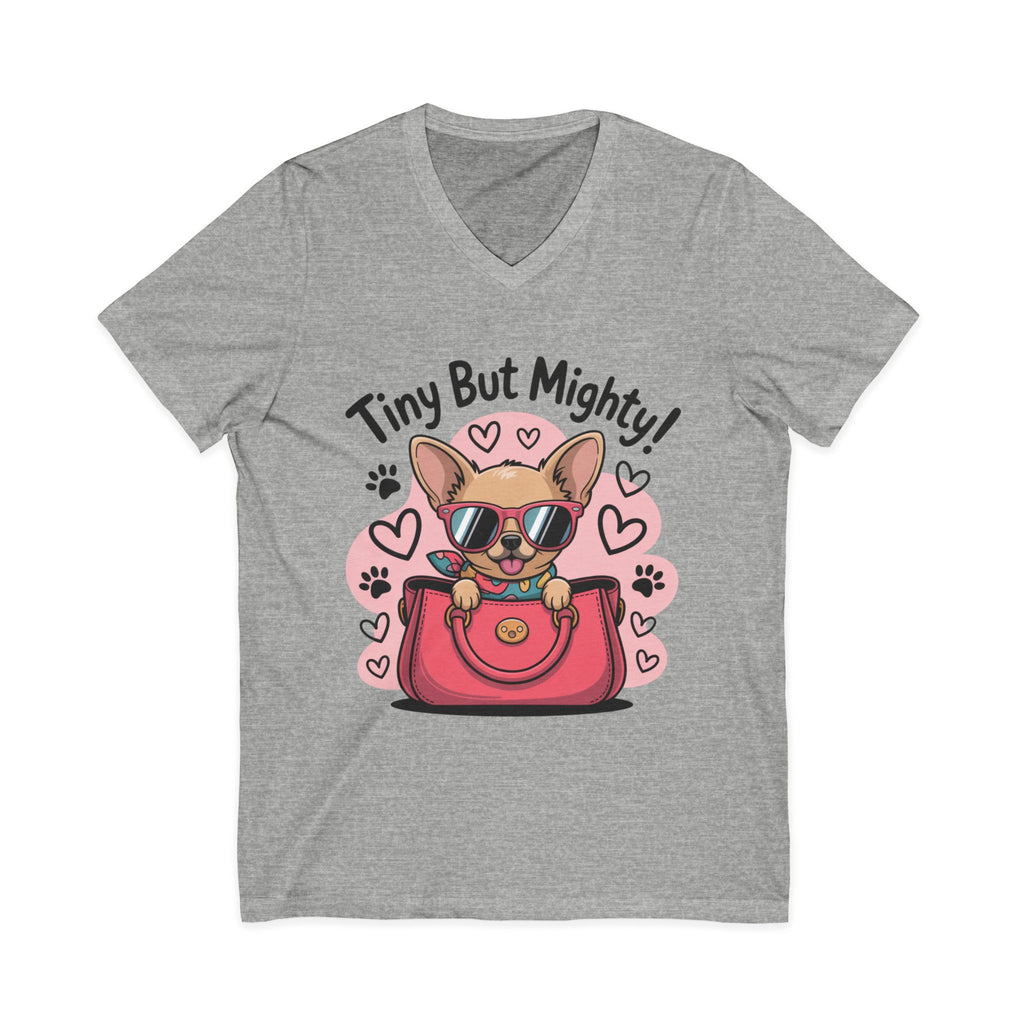 Tiny But Mighty Chihuahua Unisex Jersey Short Sleeve V-Neck Tee