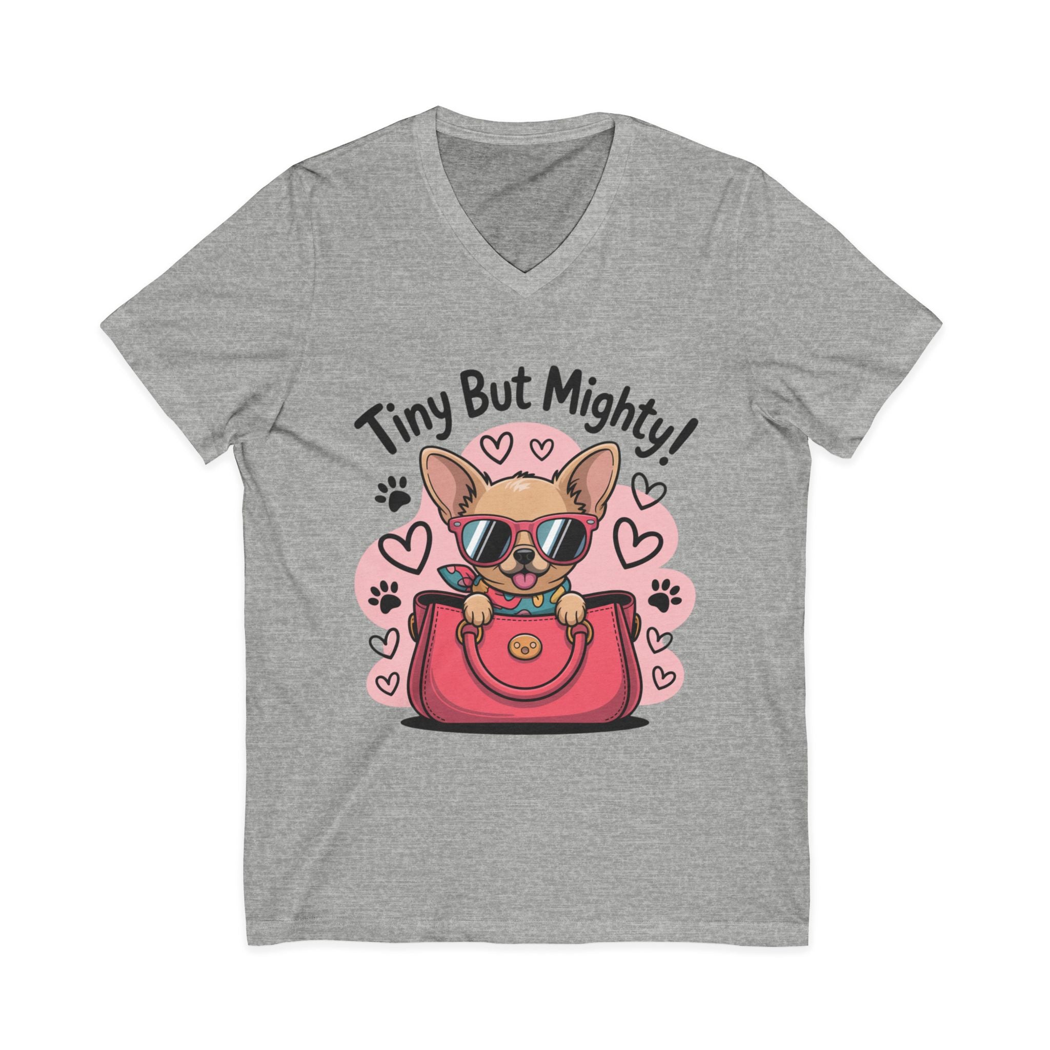 Tiny But Mighty Chihuahua Unisex Jersey Short Sleeve V-Neck Tee