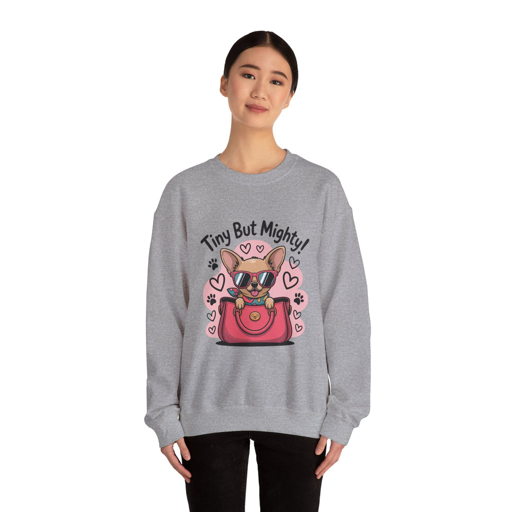 Tiny But Mighty Chihuahua Unisex Crewneck Sweatshirt – Cozy Power in Style