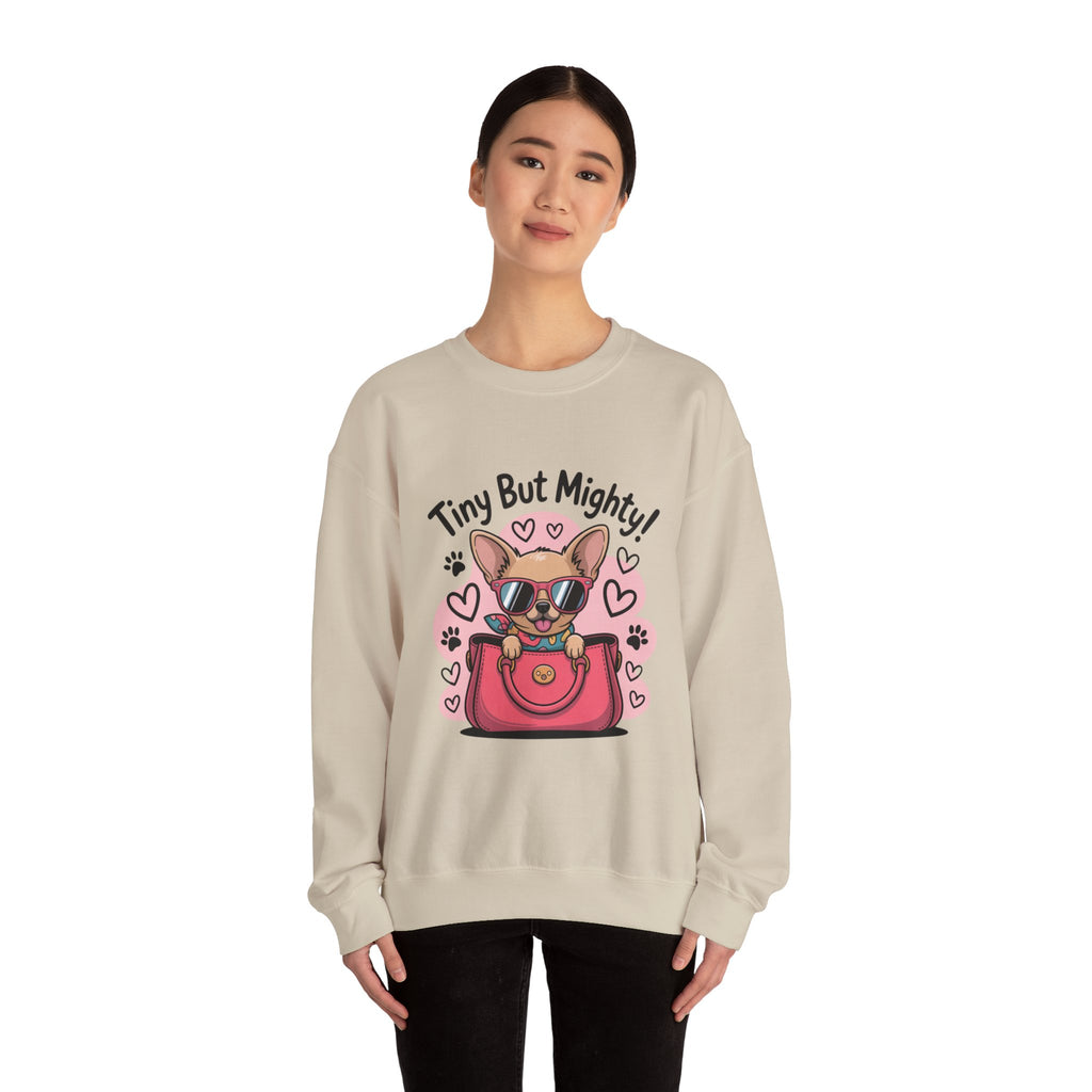 Tiny But Mighty Chihuahua Unisex Crewneck Sweatshirt – Cozy Power in Style