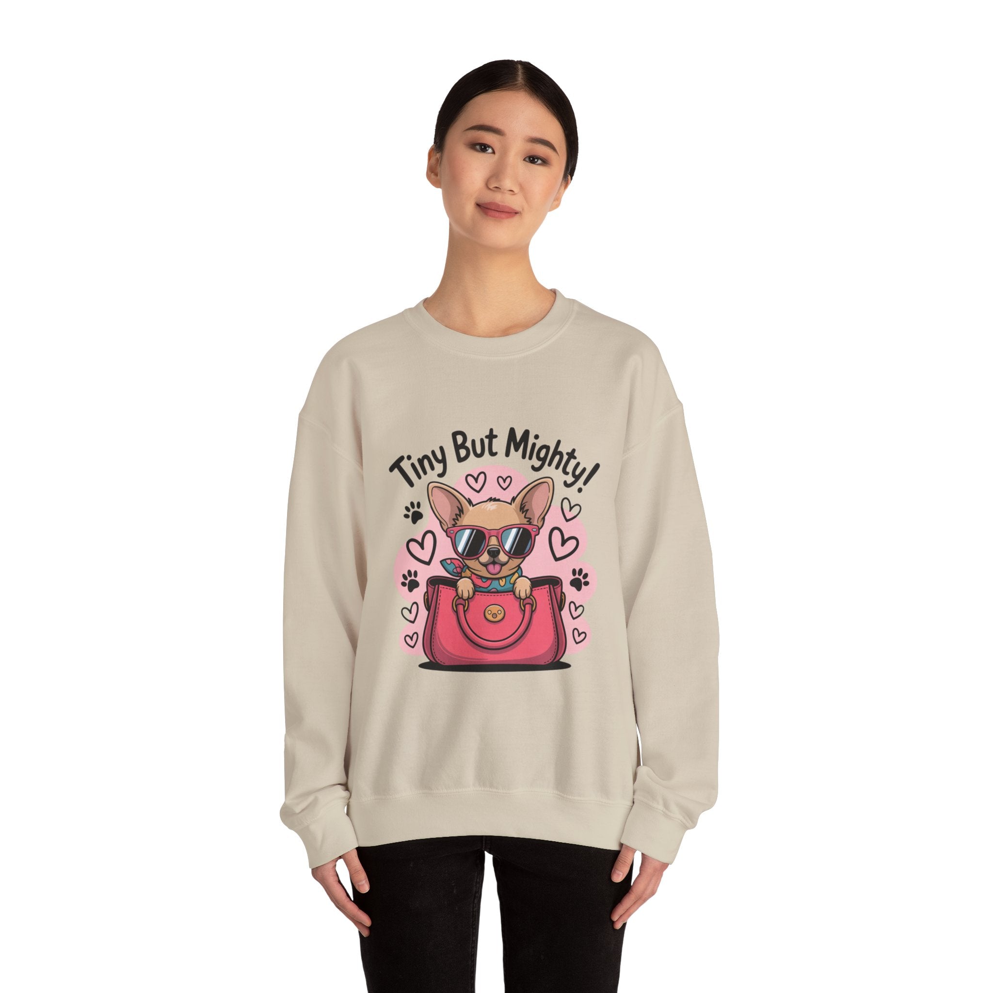 Tiny But Mighty Chihuahua Unisex Crewneck Sweatshirt – Cozy Power in Style