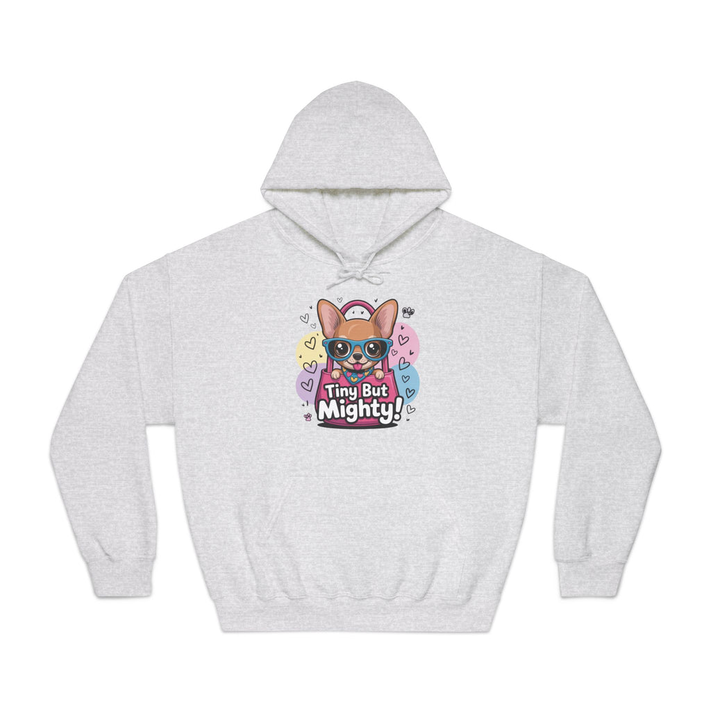 Tiny But Mighty Unisex DryBlend® Hooded Sweatshirt  Tiny But Mighty Hoodie - Unisex Sweatshirt, Fun Graphic Sweatshirt, Pet Lover Gift, Cute Casual Wear, Dog-Themed Apparel