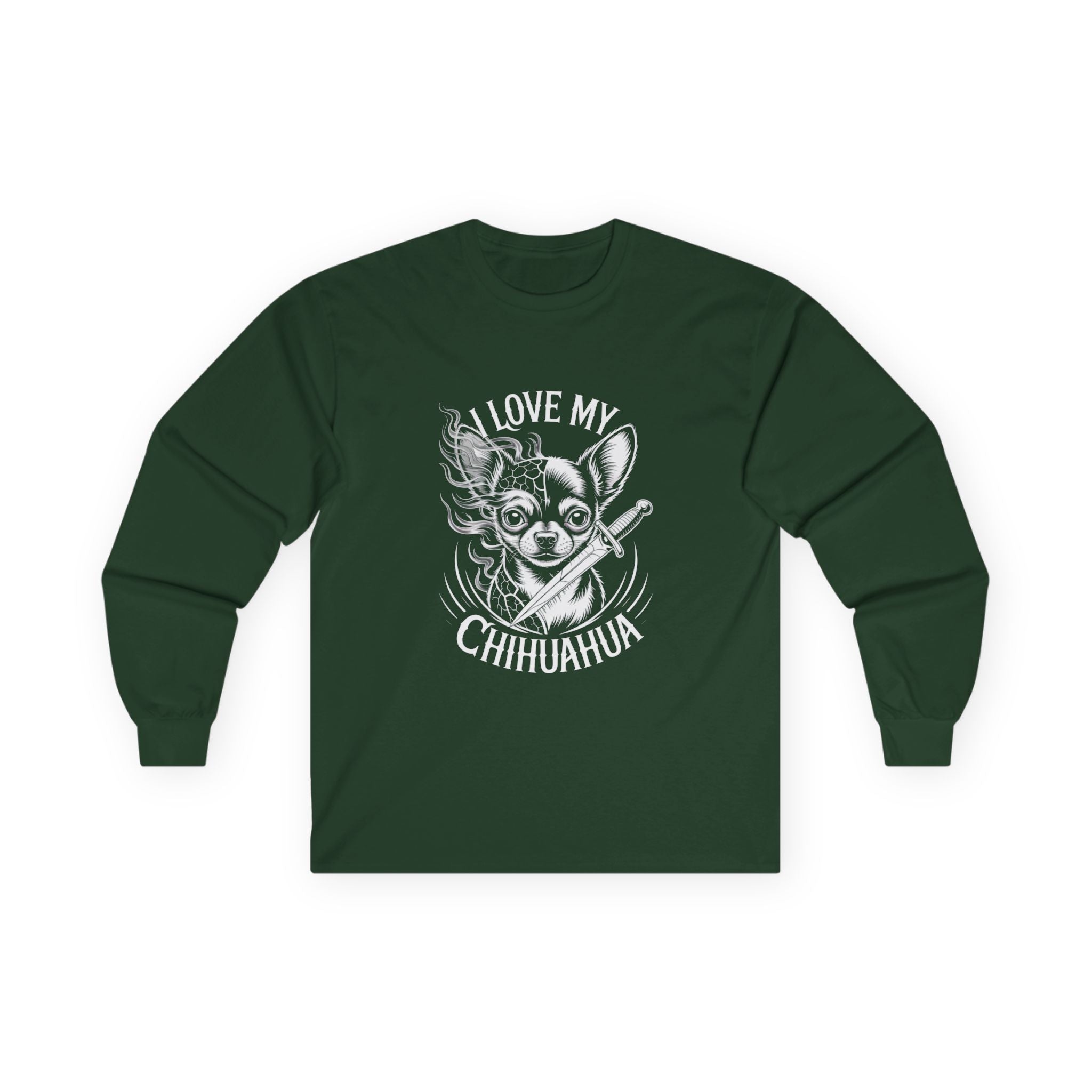 I Love My Chihuahua Unisex Ultra Cotton Long Sleeve Tee Cottagecore Cat Long Sleeve Tee -  Grunge Style, Vintage Vibe, Perfect for Cat Lovers, Gift for Her, Casual Wear, Unisex Tee