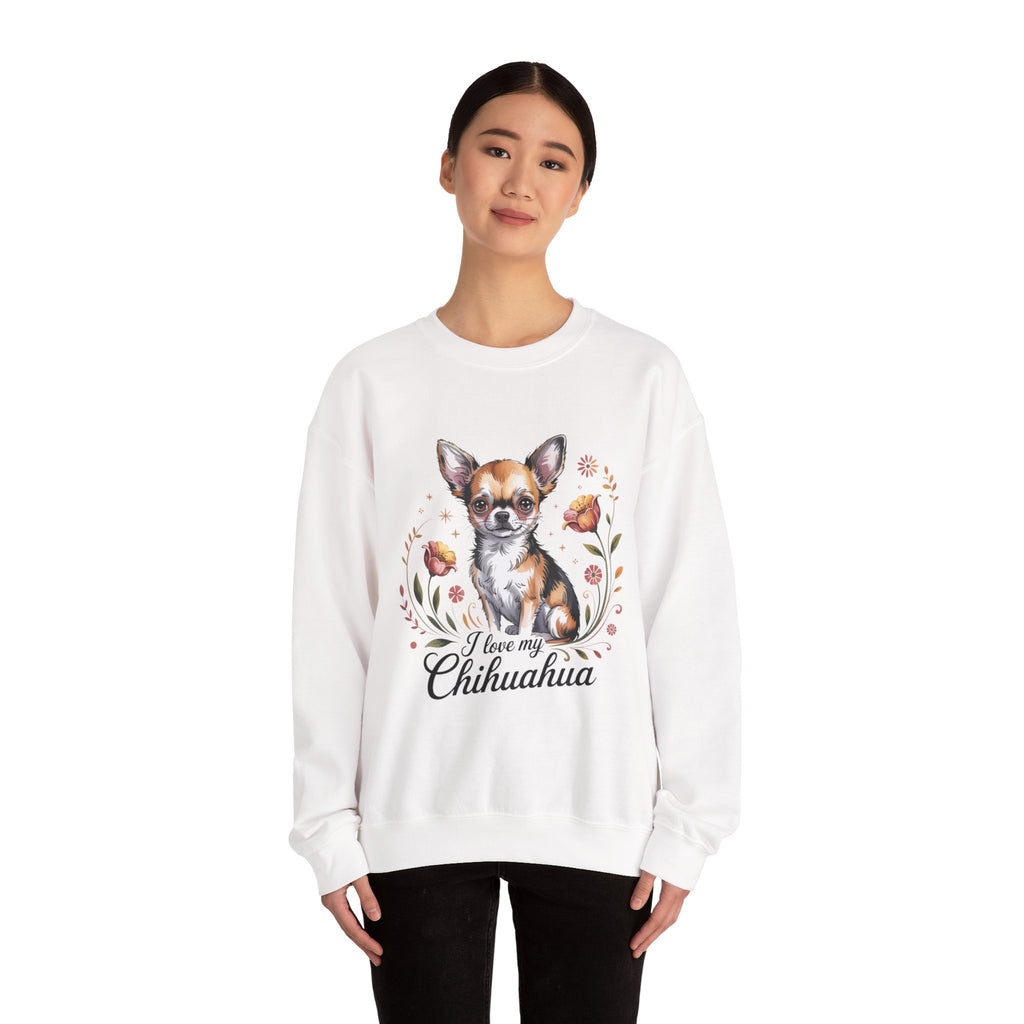 I Love My Chihuahua Crewneck Sweatshirt, Cute Dog Lover Gift, Cozy Pet Apparel, Puppy Owner Clothing, Fall Winter Fashion