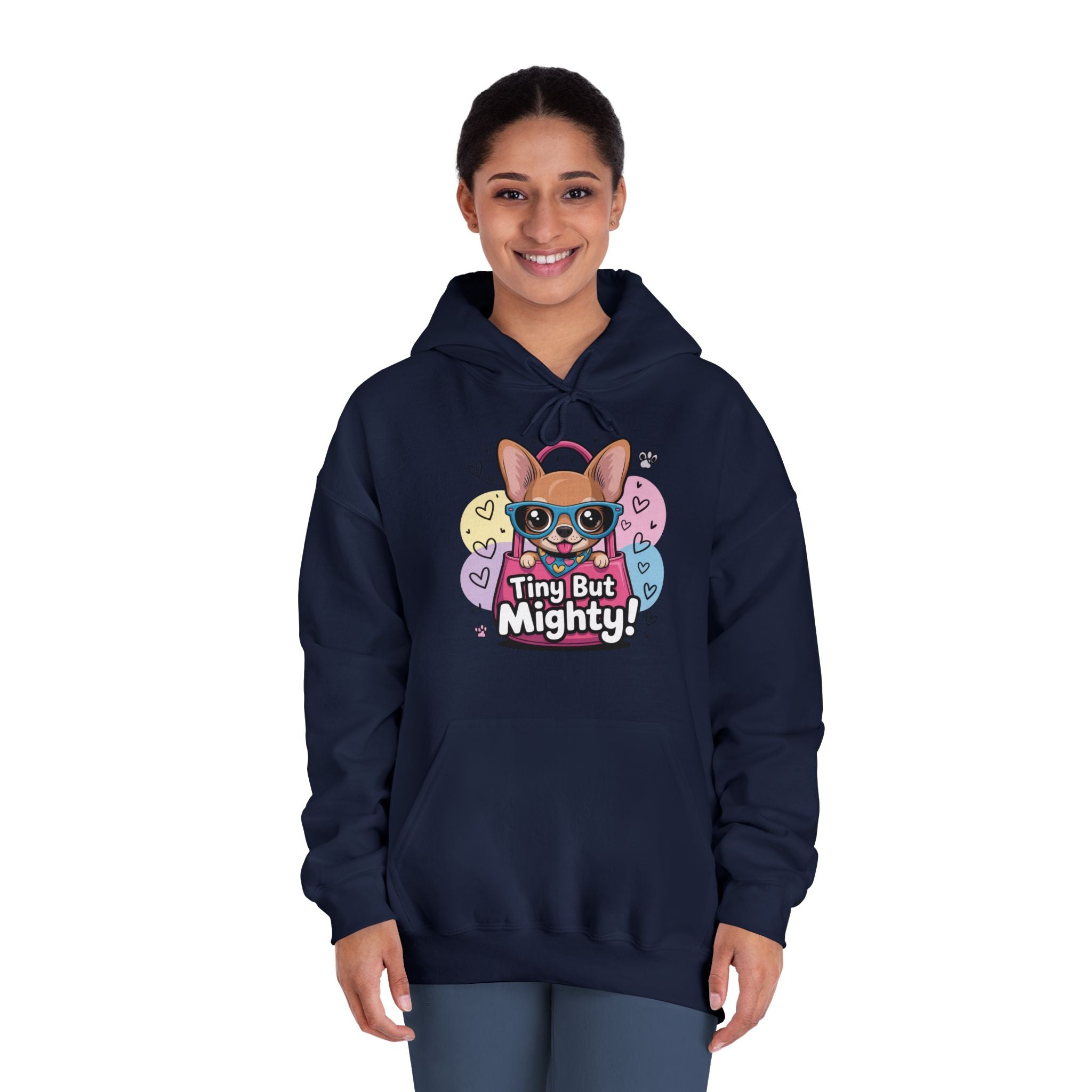 Tiny But Mighty Unisex DryBlend® Hooded Sweatshirt  Tiny But Mighty Hoodie - Unisex Sweatshirt, Fun Graphic Sweatshirt, Pet Lover Gift, Cute Casual Wear, Dog-Themed Apparel