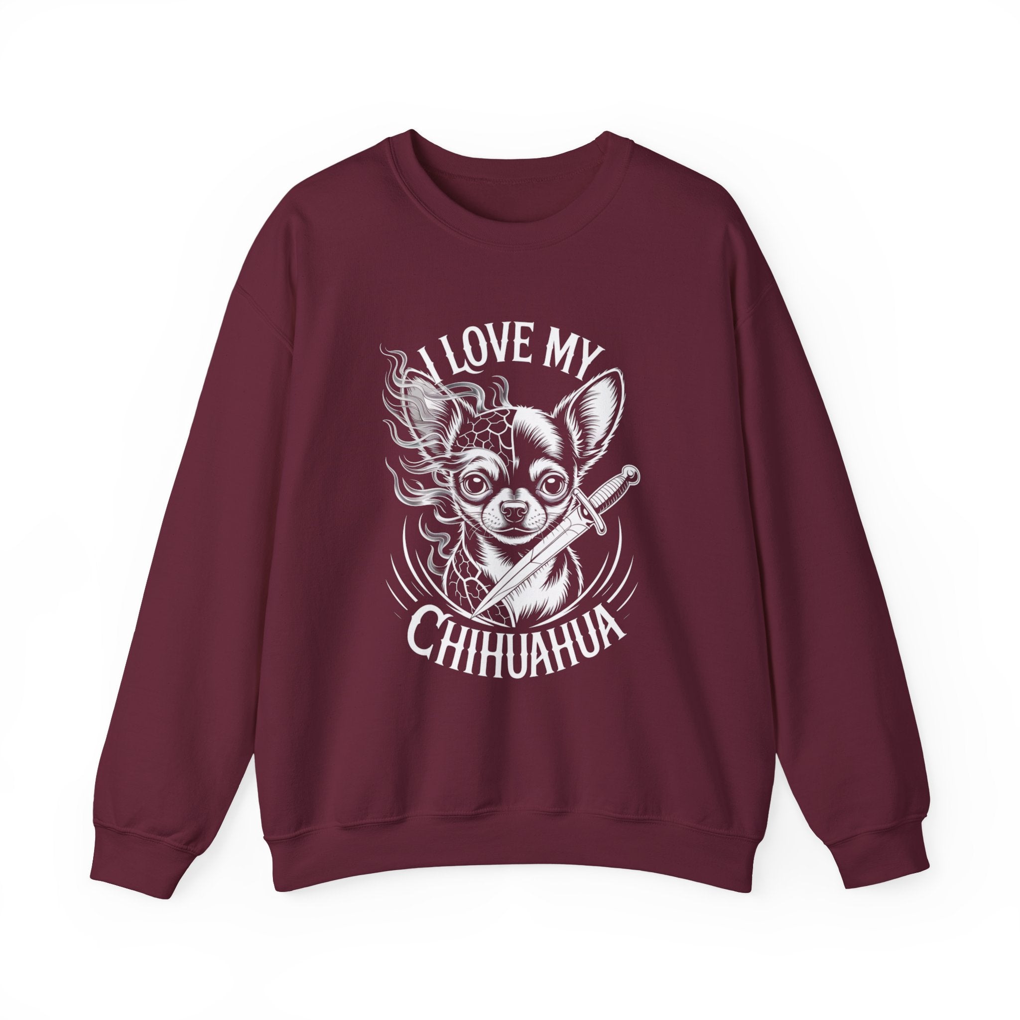i love my chihuahua Unisex Heavy Blend™ Crewneck Sweatshirt I Love My Chihuahua Sweatshirt | Cozy Pet Lover Crewneck, Puppy Gift, Dog Owner Apparel, Cute Canine Sweatshirt, Animal Lover Wear