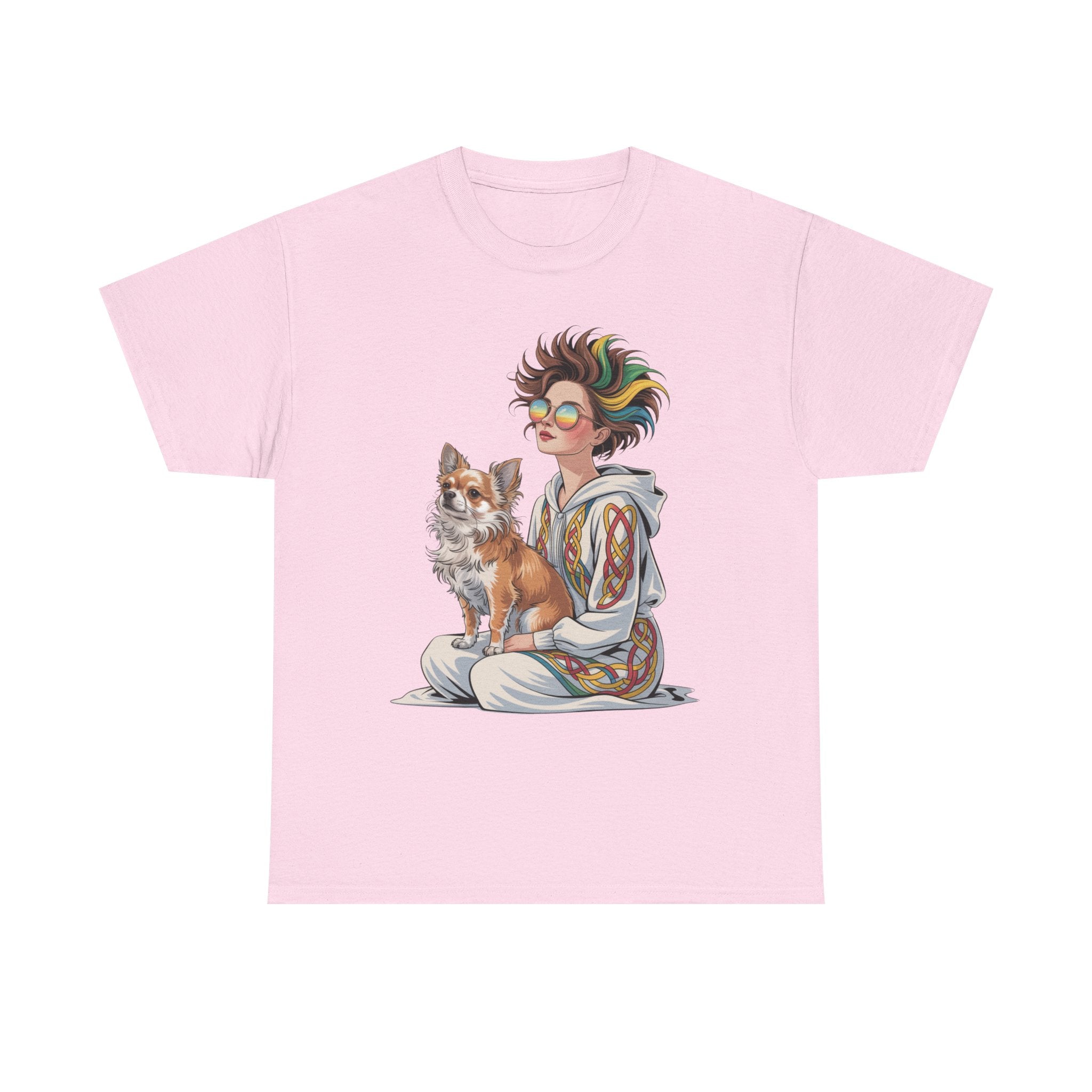 Nouveau-style digital illustration tee! This Unisex Heavy Cotton T-shirt  Whimsical Pet Lover Tee, Unisex Cotton Shirt, Cute Animal Apparel, Perfect Gift for Dog Owners, Cozy Everyday Wear