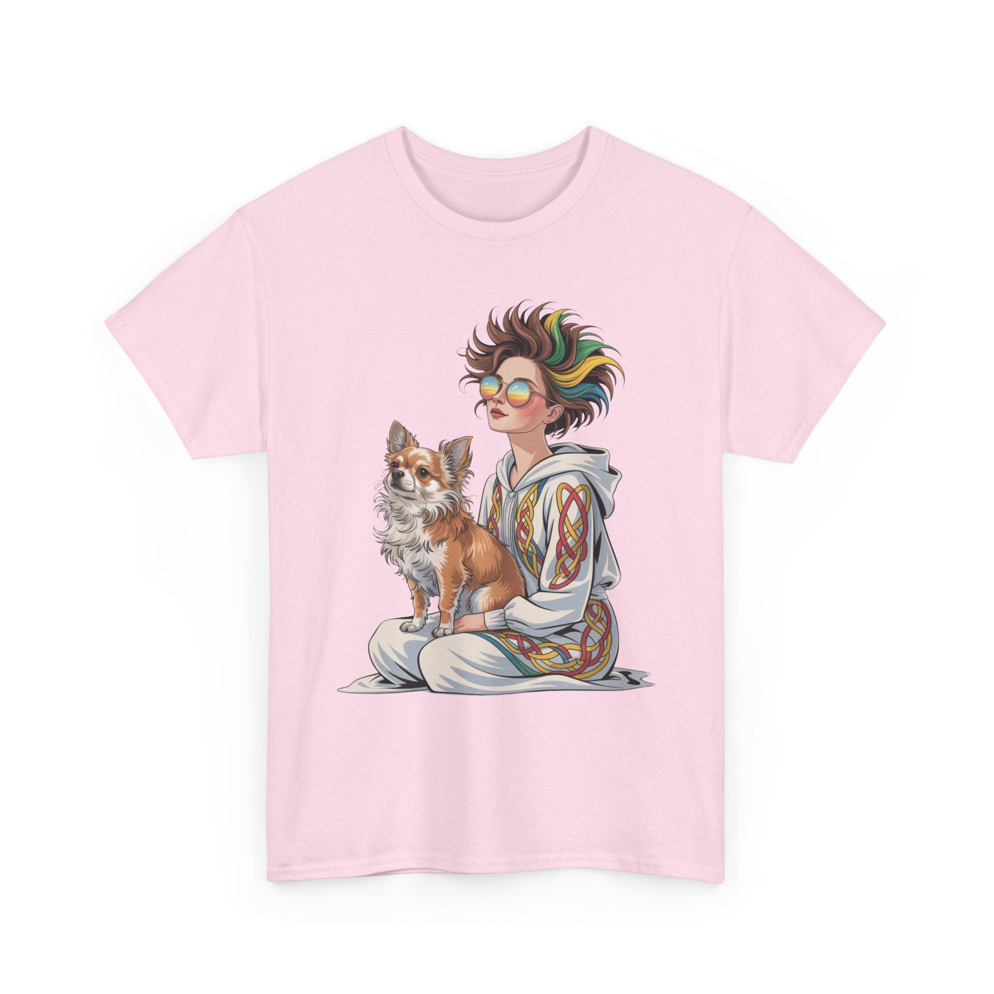 Nouveau-style digital illustration tee! This Unisex Heavy Cotton T-shirt  Whimsical Pet Lover Tee, Unisex Cotton Shirt, Cute Animal Apparel, Perfect Gift for Dog Owners, Cozy Everyday Wear