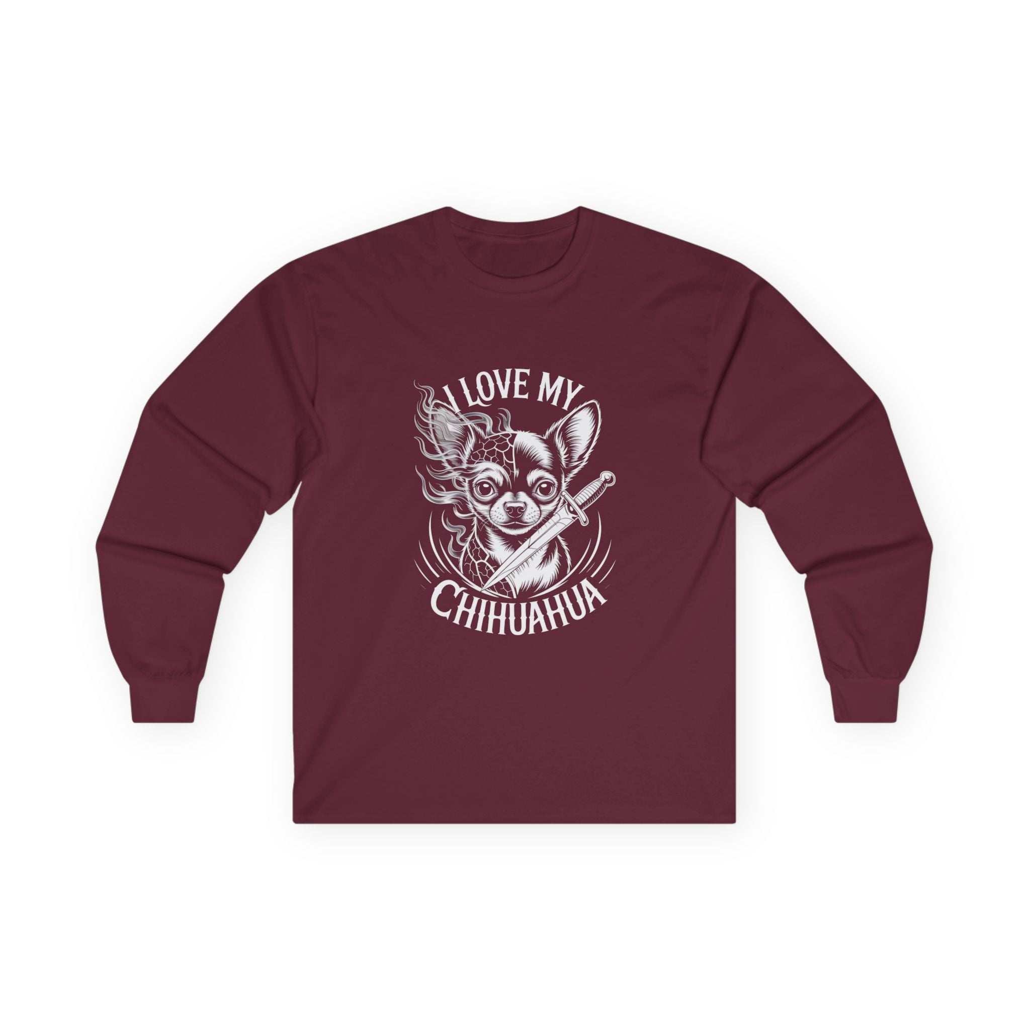 I Love My Chihuahua Unisex Ultra Cotton Long Sleeve Tee Cottagecore Cat Long Sleeve Tee -  Grunge Style, Vintage Vibe, Perfect for Cat Lovers, Gift for Her, Casual Wear, Unisex Tee
