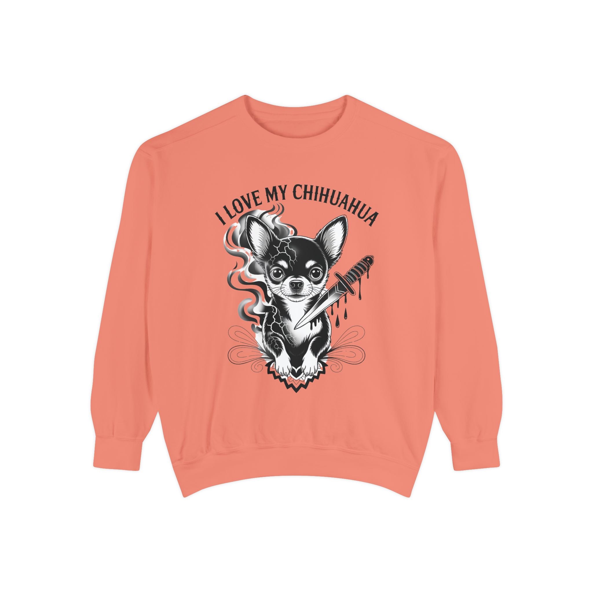 I Love My Chihuahua Unisex Garment-Dyed Sweatshirt Chihuahua Love Sweatshirt, Cozy Dog Lover Gift, Cute Pet Apparel, Animal Lover Sweatshirt, Unique Dog Lover Merch