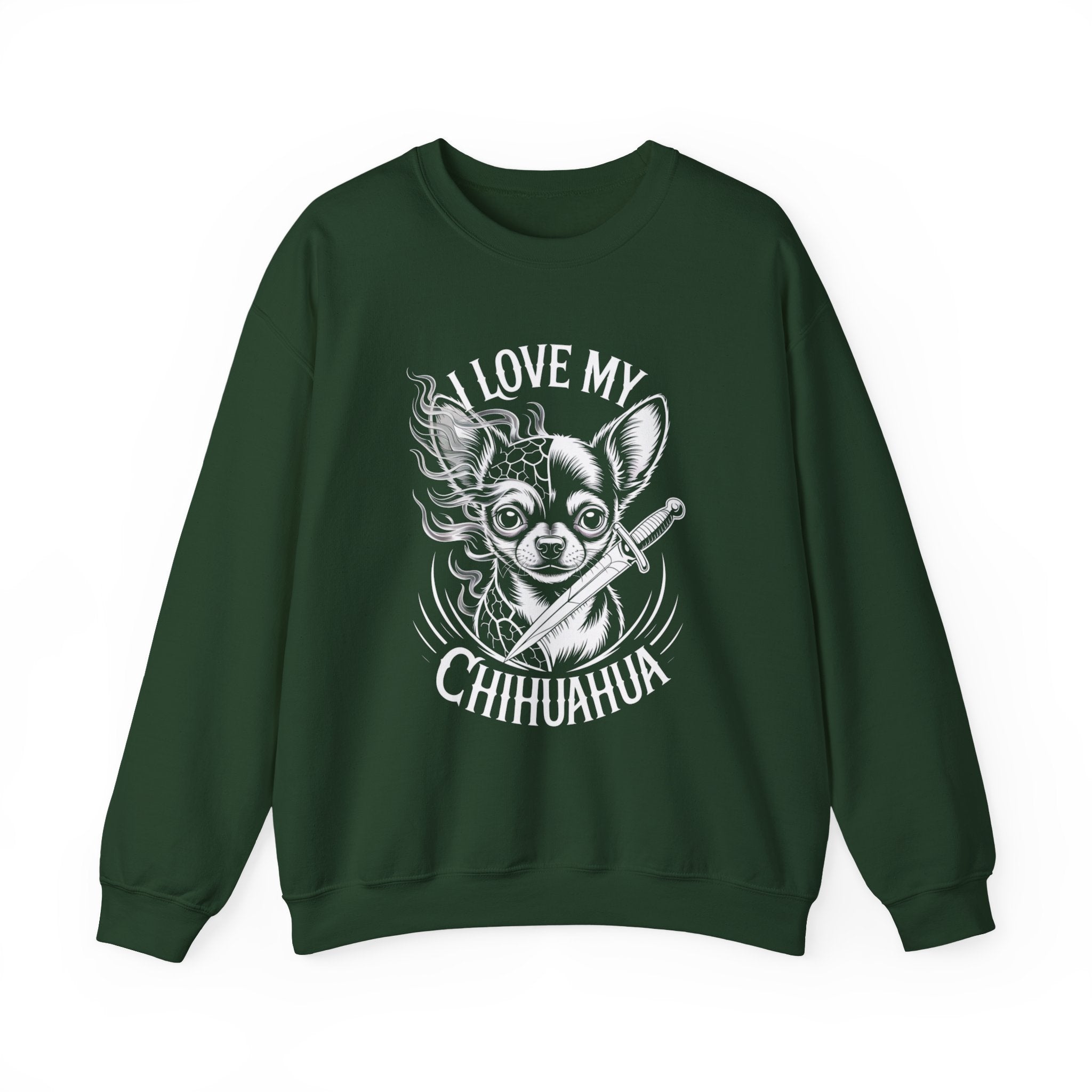 i love my chihuahua Unisex Heavy Blend™ Crewneck Sweatshirt I Love My Chihuahua Sweatshirt | Cozy Pet Lover Crewneck, Puppy Gift, Dog Owner Apparel, Cute Canine Sweatshirt, Animal Lover Wear