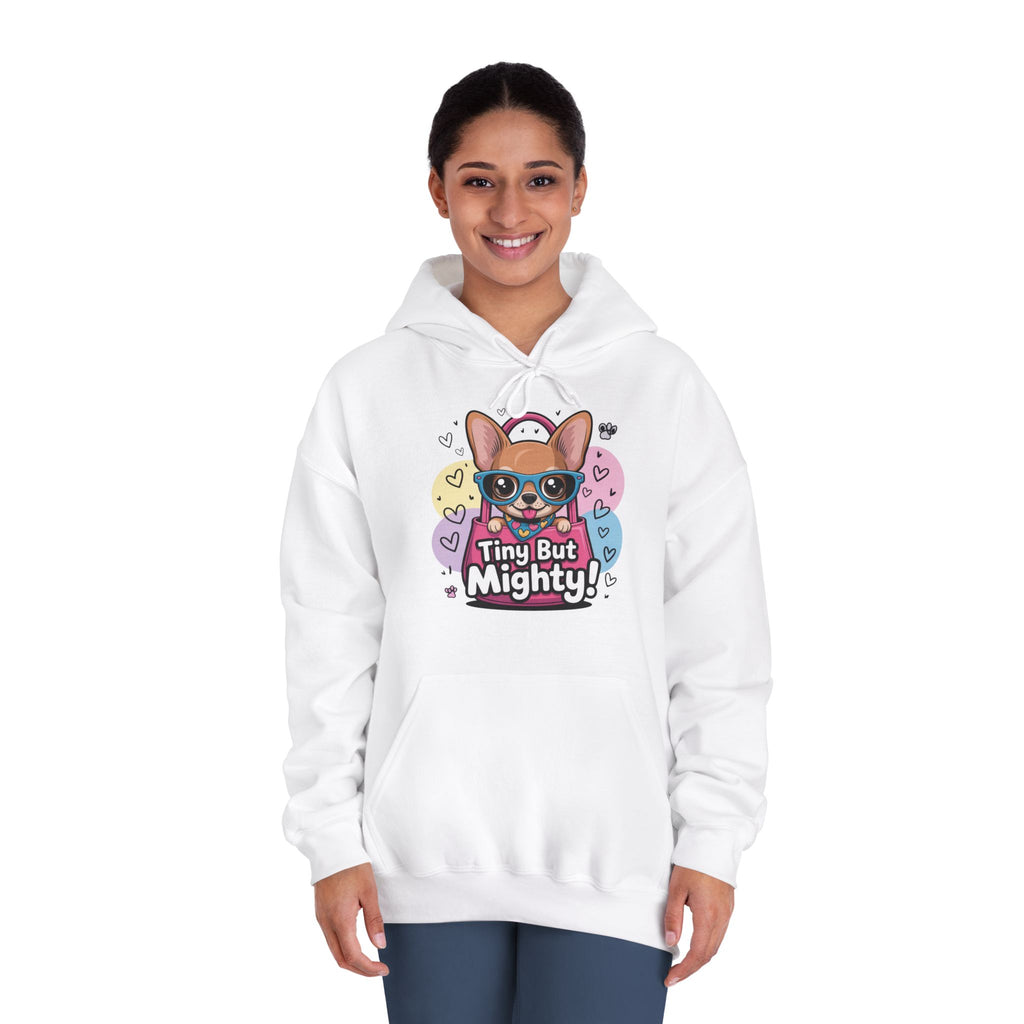 Tiny But Mighty Unisex DryBlend® Hooded Sweatshirt  Tiny But Mighty Hoodie - Unisex Sweatshirt, Fun Graphic Sweatshirt, Pet Lover Gift, Cute Casual Wear, Dog-Themed Apparel