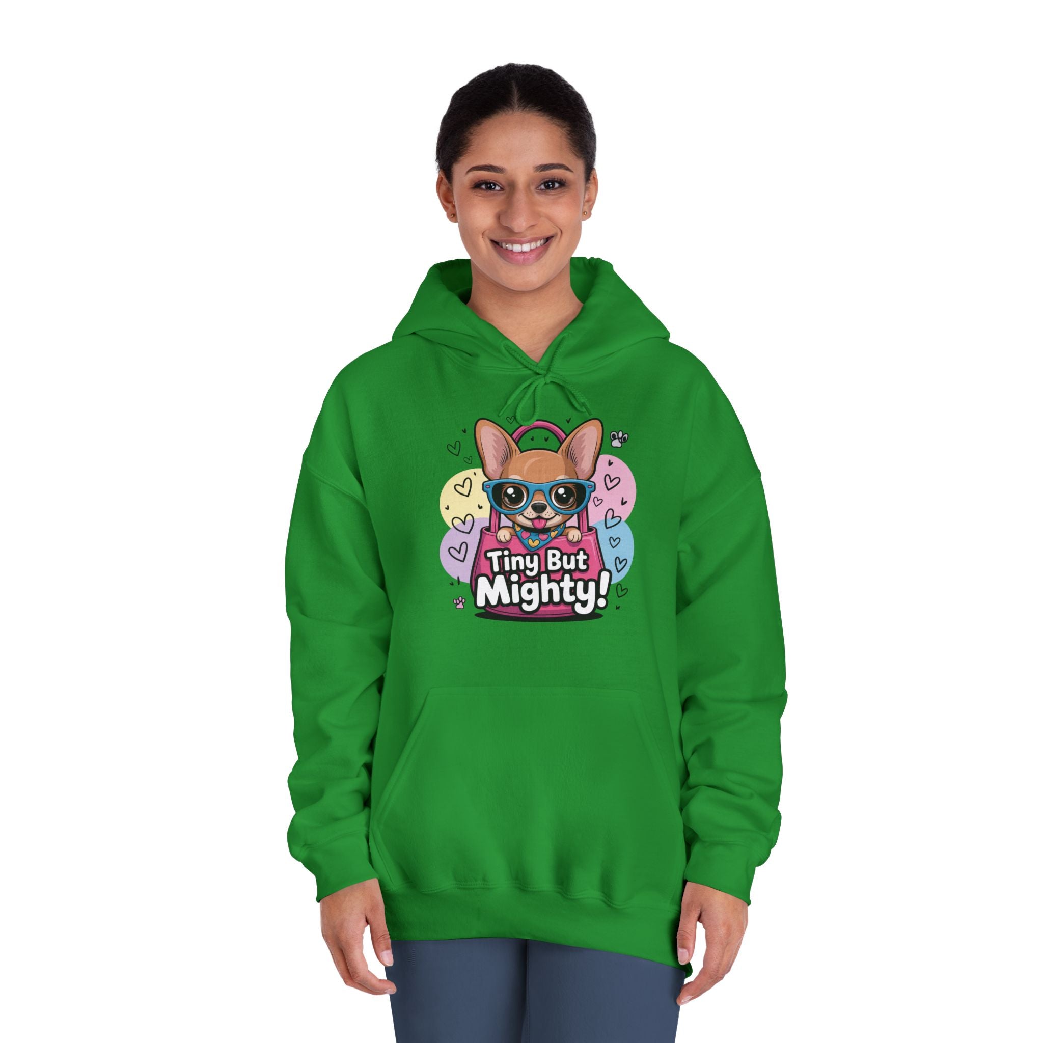 Tiny But Mighty Unisex DryBlend® Hooded Sweatshirt  Tiny But Mighty Hoodie - Unisex Sweatshirt, Fun Graphic Sweatshirt, Pet Lover Gift, Cute Casual Wear, Dog-Themed Apparel