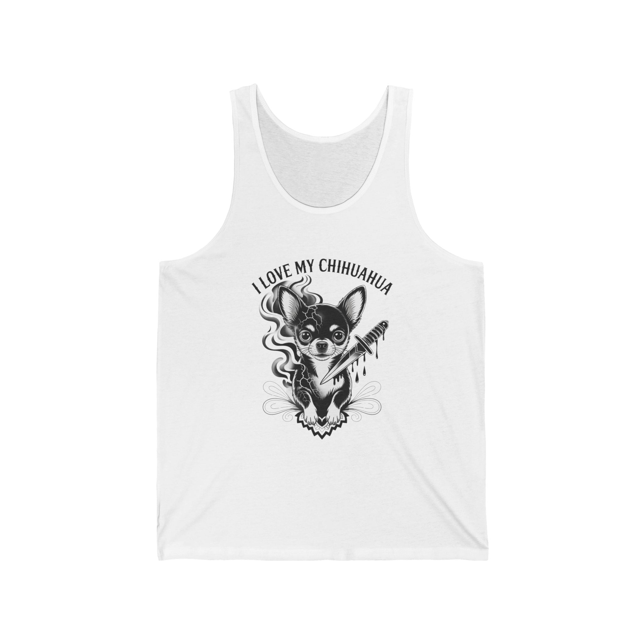 I Love My Chihuahua Unisex Jersey Tank Chihuahua Love Tank Top - I Love My Chihuahua Graphic Tee, Pet Lover Gift, Casual Summer Wear, Dog Mom Shirt, Animal Print Top