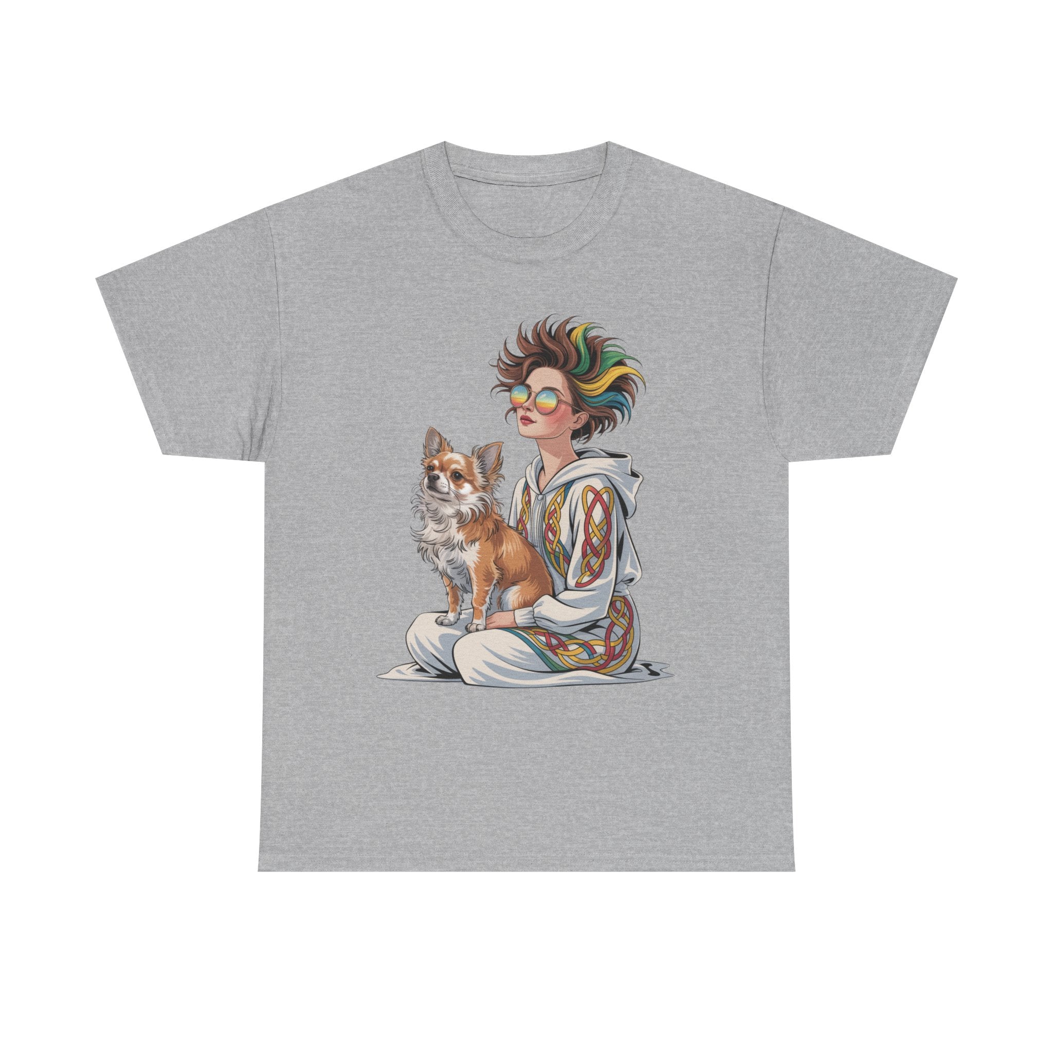 Nouveau-style digital illustration tee! This Unisex Heavy Cotton T-shirt  Whimsical Pet Lover Tee, Unisex Cotton Shirt, Cute Animal Apparel, Perfect Gift for Dog Owners, Cozy Everyday Wear